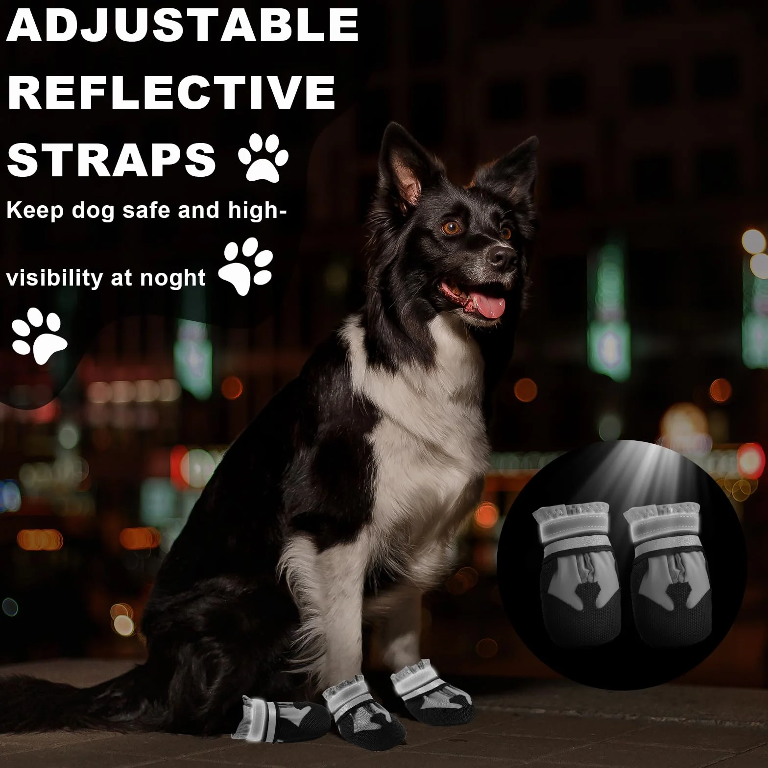 Bottes Imperméables pour Chien Ajustables avec Bandes Réfléchissantes - Protection des Pattes