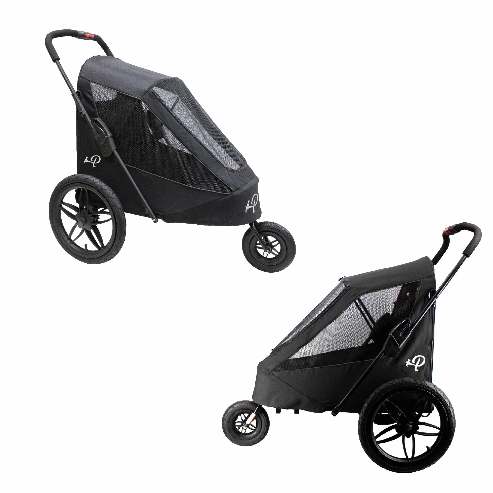 Breeze Black | Remorque de vélo de Luxe pour Chien | Jogger de Grande Taille | Pliage à Une Main | Pneus pneumatiques | Housse de Pluie Incluse | Pompe à Pneu | Adaptateur de vélo