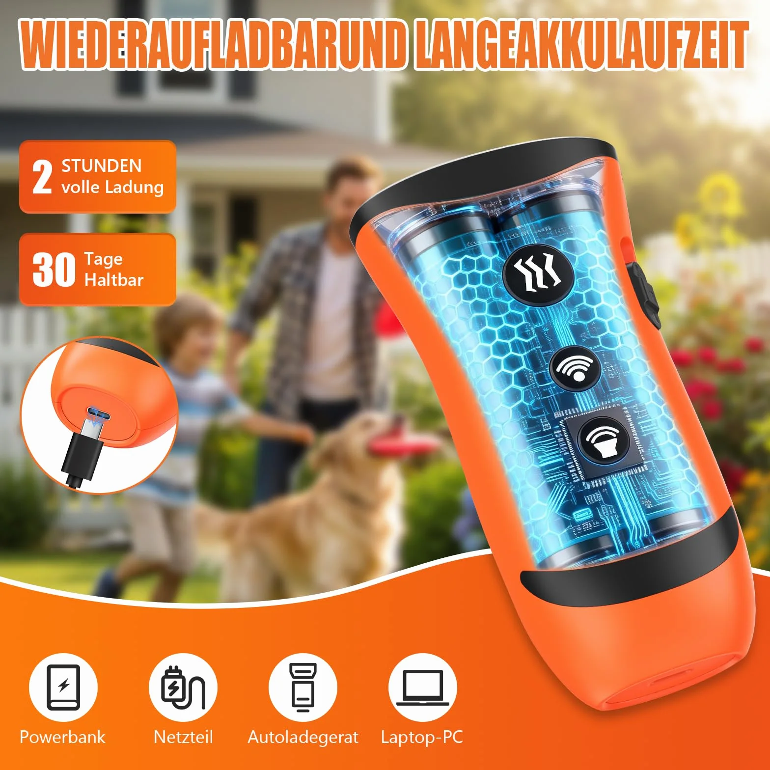 Dispositif Anti-aboiement Ultrason Puissant pour Chien, 3 Modes, Portée 15 m, Intérieur Extérieur