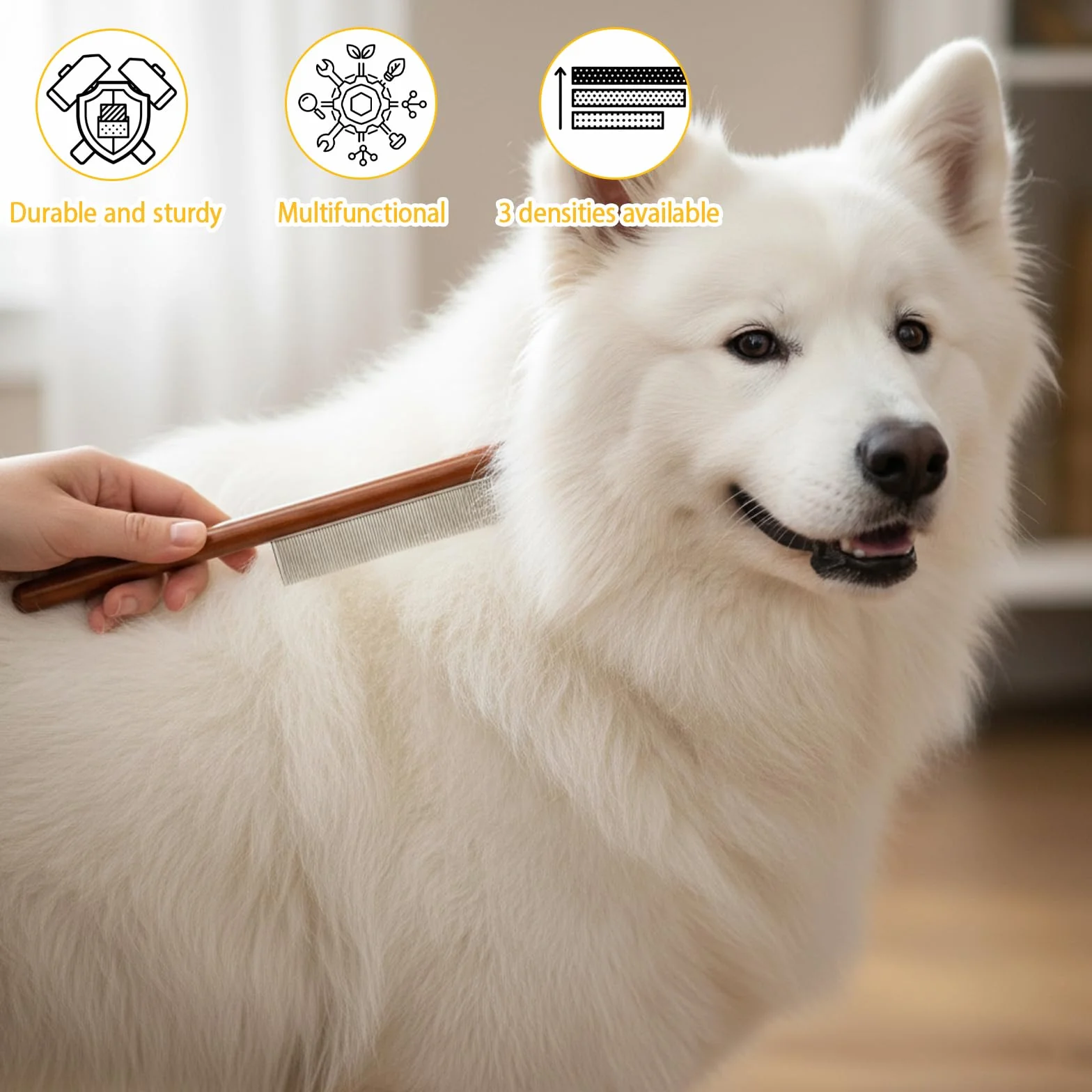 Peigne pour chat et chien, 3 pièces, peigne en bois pour démêler les poils longs et courts, peigne anti-nœuds en métal, idéal pour le toilettage des animaux