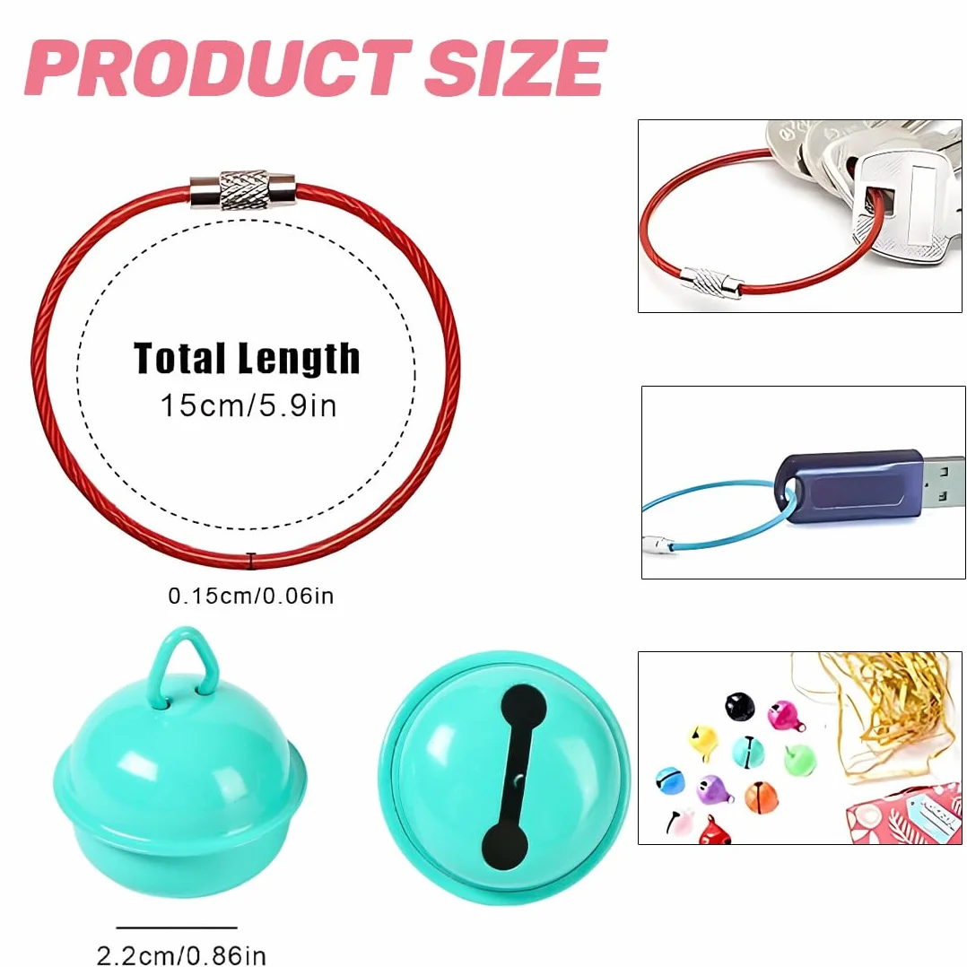 Cloches de Collier pour Chat en Métal 22mm Clochette pour Animaux Décoration Noël 5 Porte-Clés Acier Inoxydable