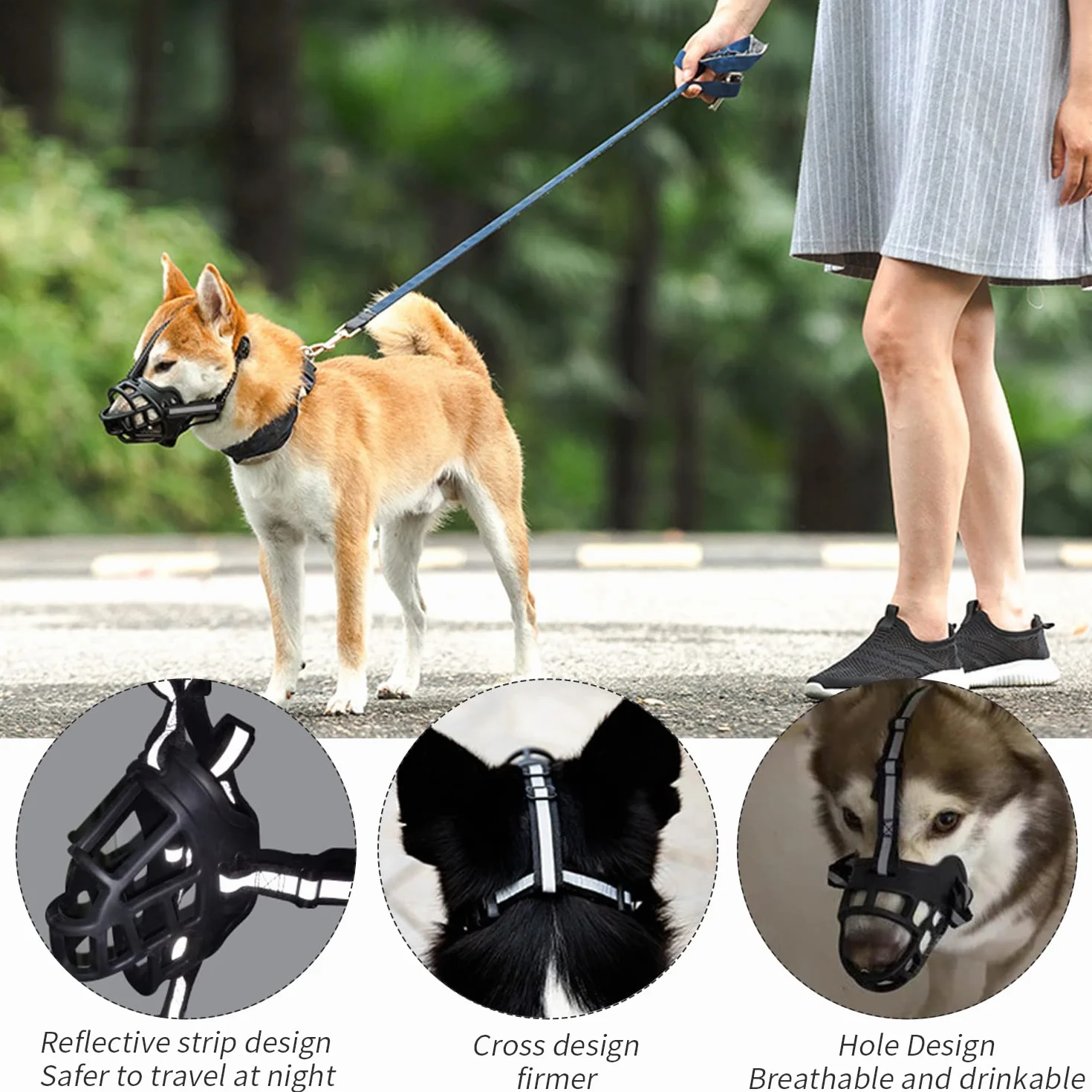 Muselière pour Chien, Museau en Silicone Souple pour Chiens, avec Bandeau Respirant en Maille et Nylon Résistant pour Petits,Moyens Et Grands Chiens ((Number 2)…)