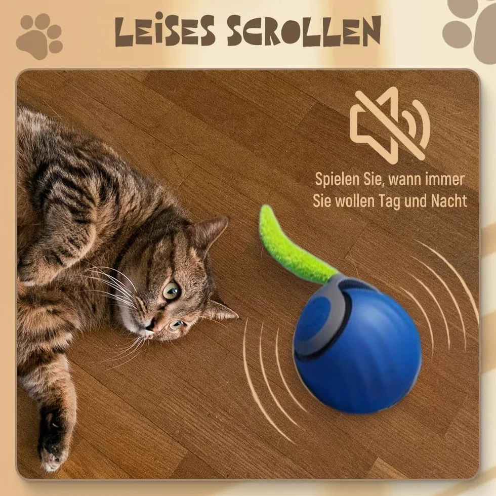 Catnat 2026 Jouet Interactif Speedy Tail pour Chat avec Queue en Peluche (Bleu)