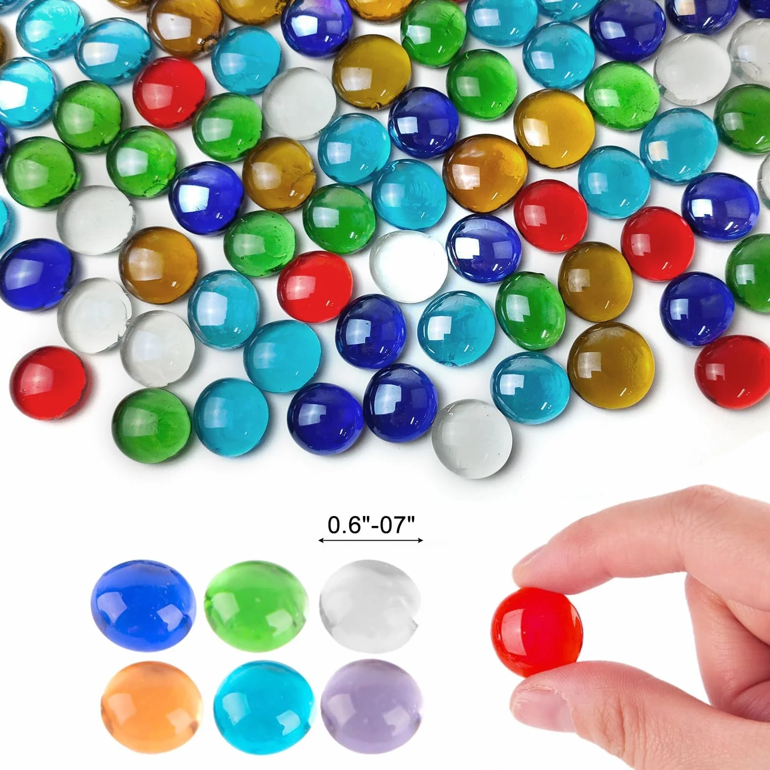 Galets en verre 340 g Petites billes plates pour aquariums