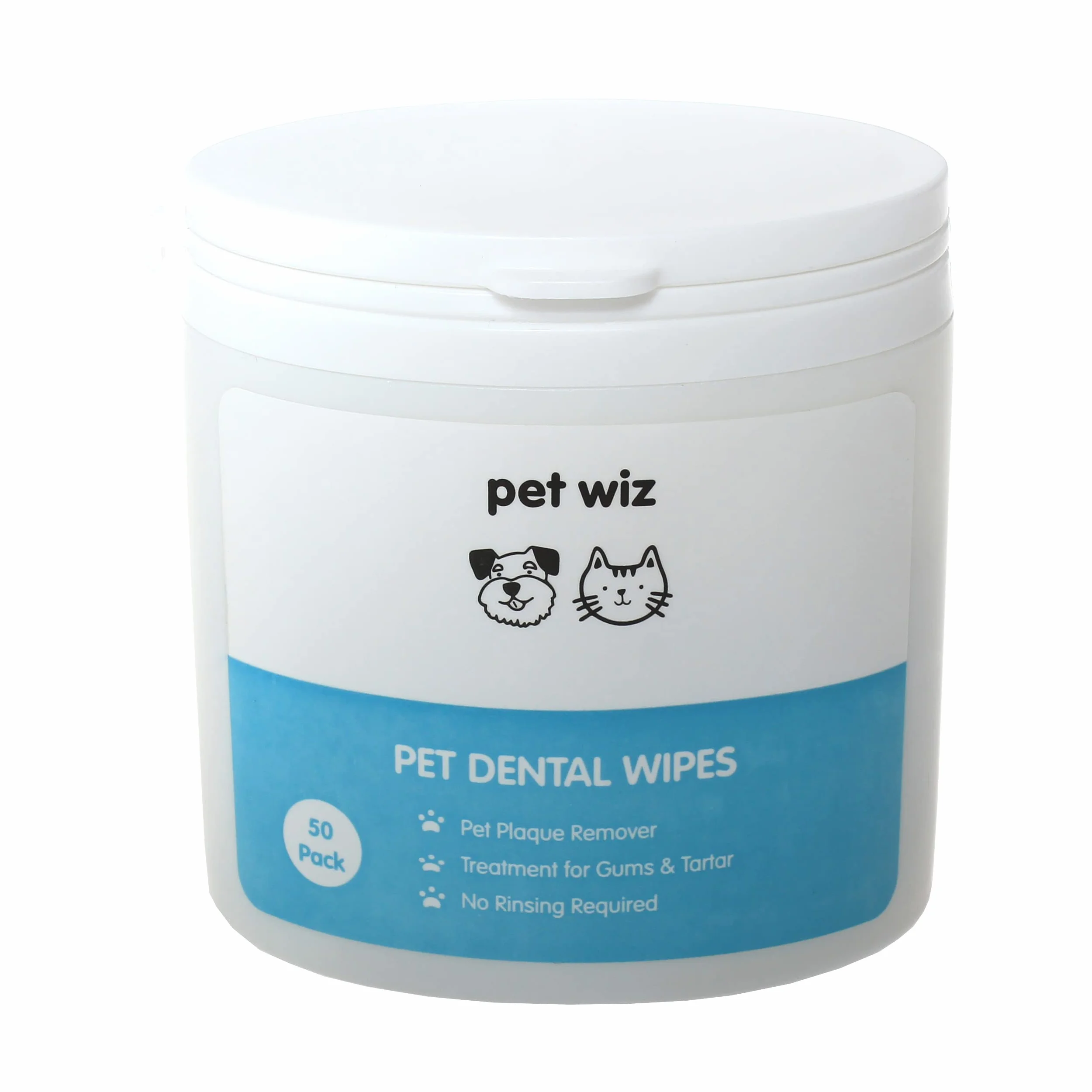 Lingettes dentaires à l'huile de Menthe Verte pour Chiens et Chats Pet Wiz