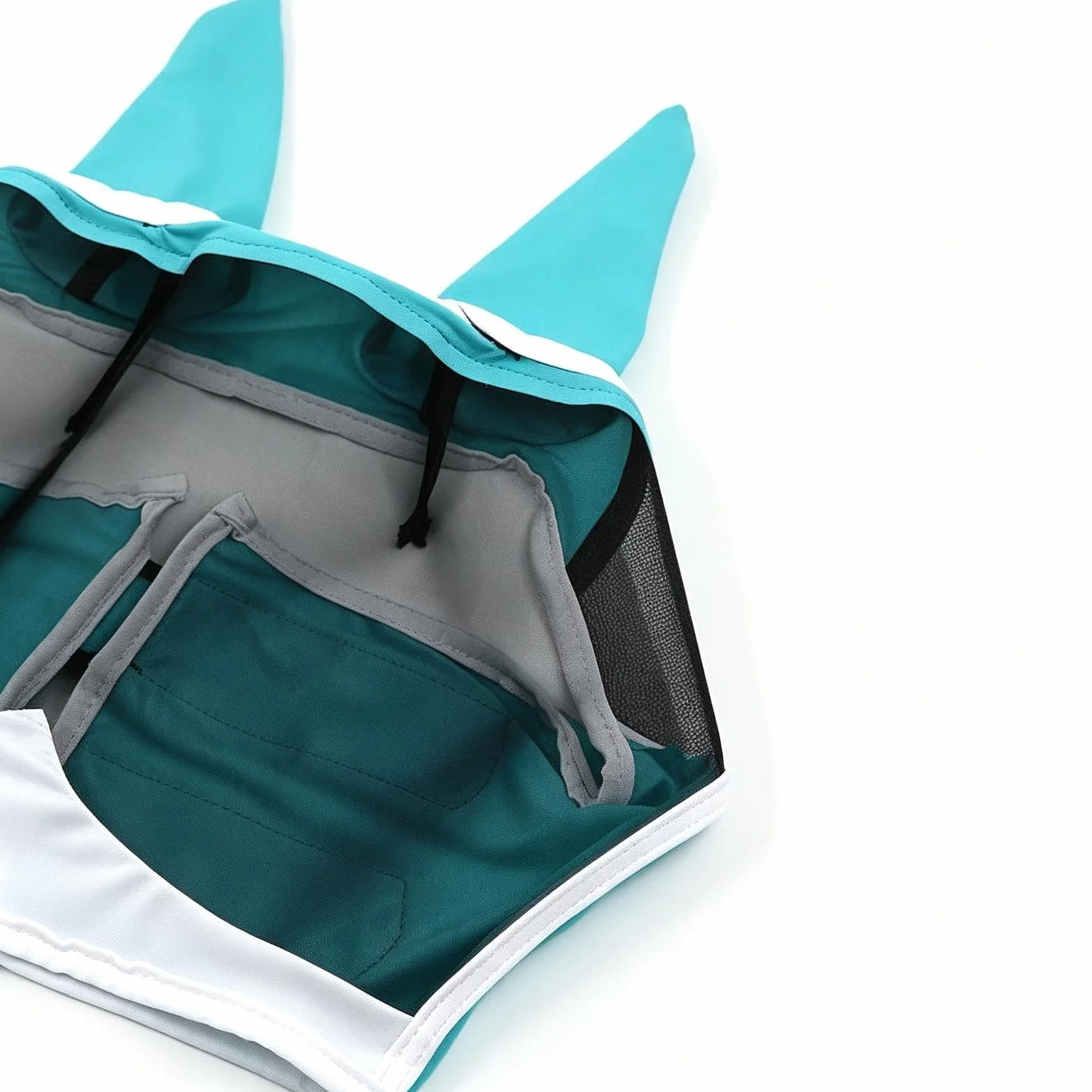 Masque Anti-Mouches pour Cheval, Tissu Respirant Protection UV, Couvre-tête Demi-Visage avec Oreilles et Bandeau élastique
