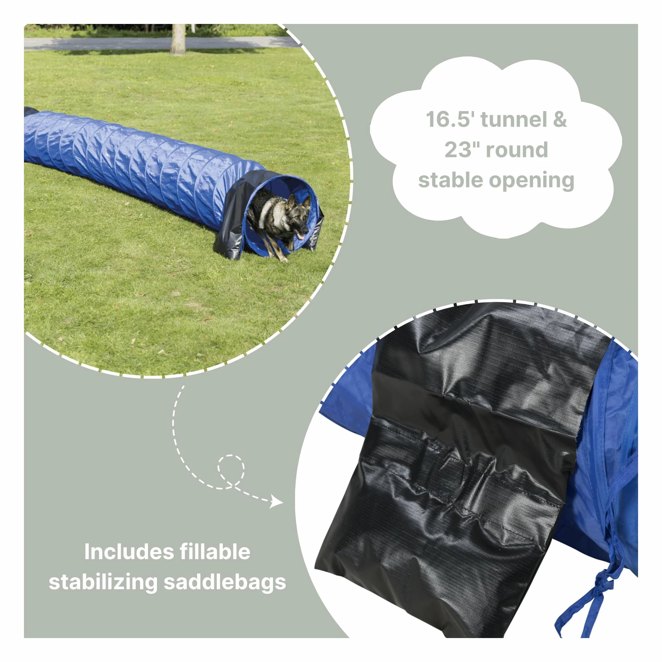 TRIXIE tunnel d'agility pour chien ø 60 cm/5 m avec sac de transport
