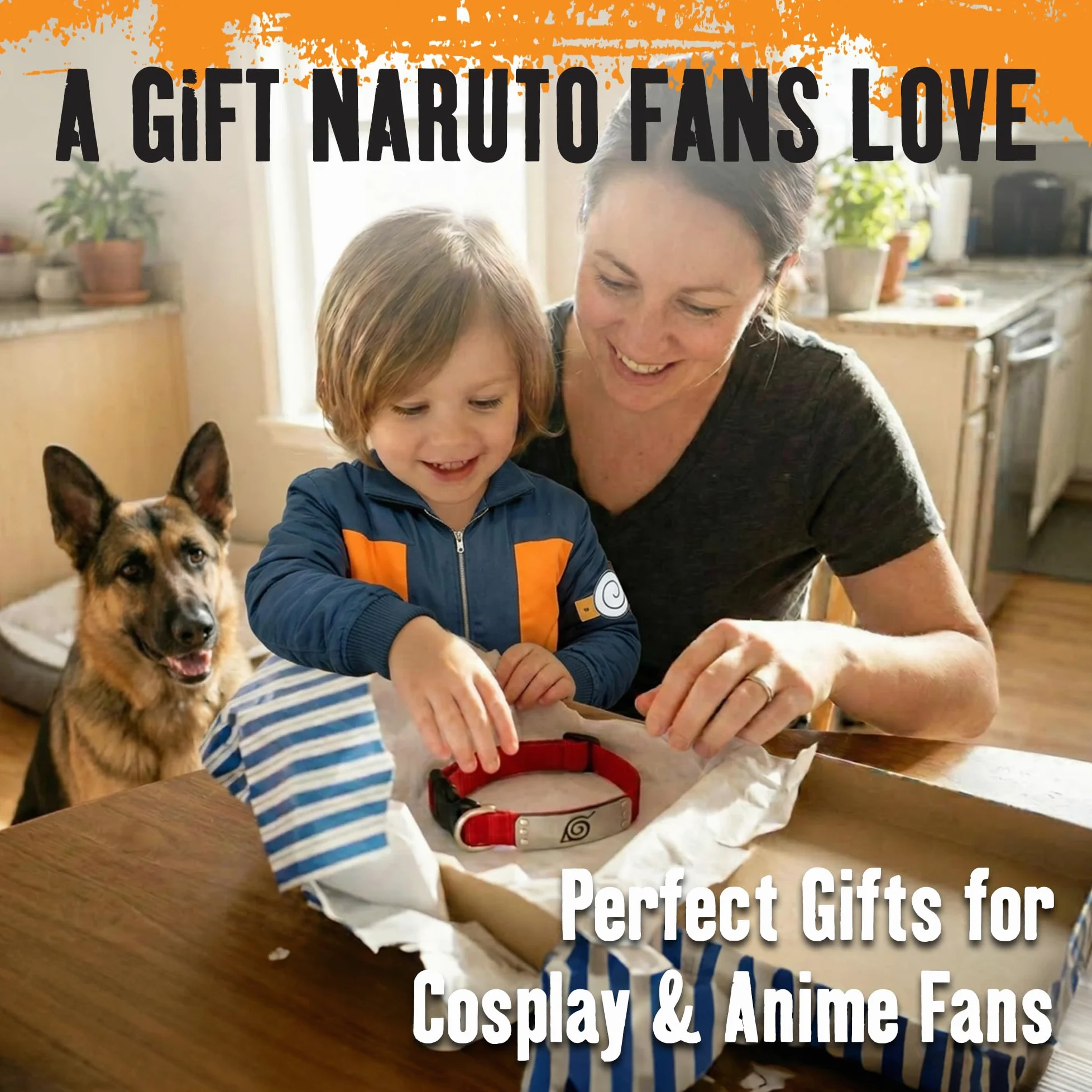 Naruto – Collier pour chien de grande taille, taille M, XS/S – Sous licence officielle Naruto Shippuden – Collier réglable pour chien – Collier réglable pour animaux de compagnie – Ninja rouge, taille