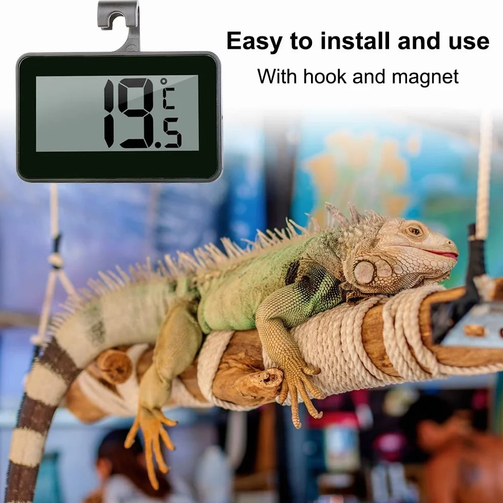 DONGKER Thermomètre Hygromètre Numérique pour Reptiles,Thermomètre D'aquarium avec Ventouse pour Réservoirs de Reptiles,Vivariums,Couveuses,Incubateurs