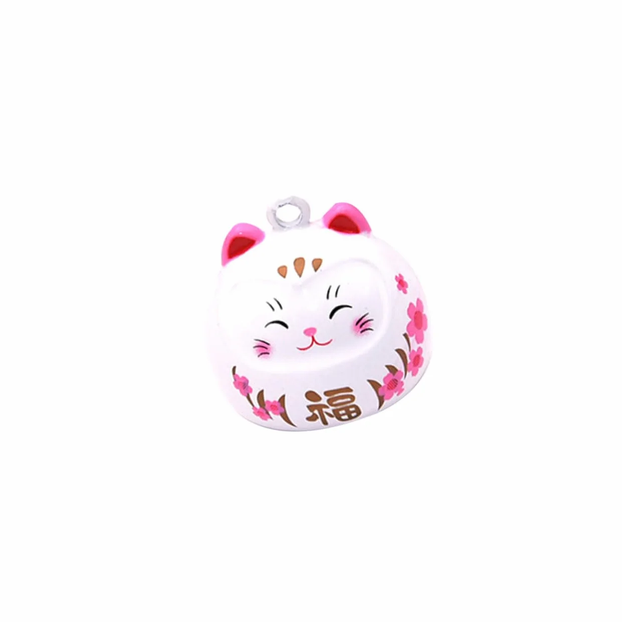 Pendentif Cloche Japonaise Cuivre Chat Décor Porte-clés Accessoire Suspendu DIY Blanc