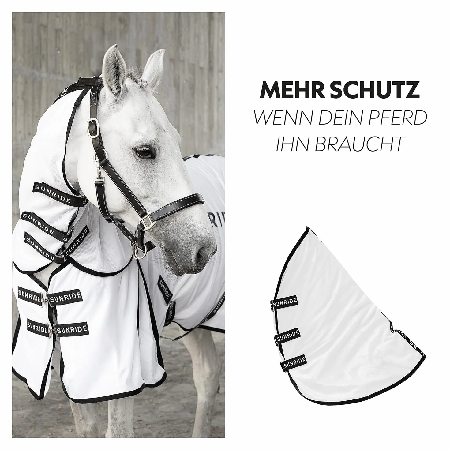 SUNRIDE Couverture Anti-Mouches Miami 125 cm Amovible Indéchirable Élastique