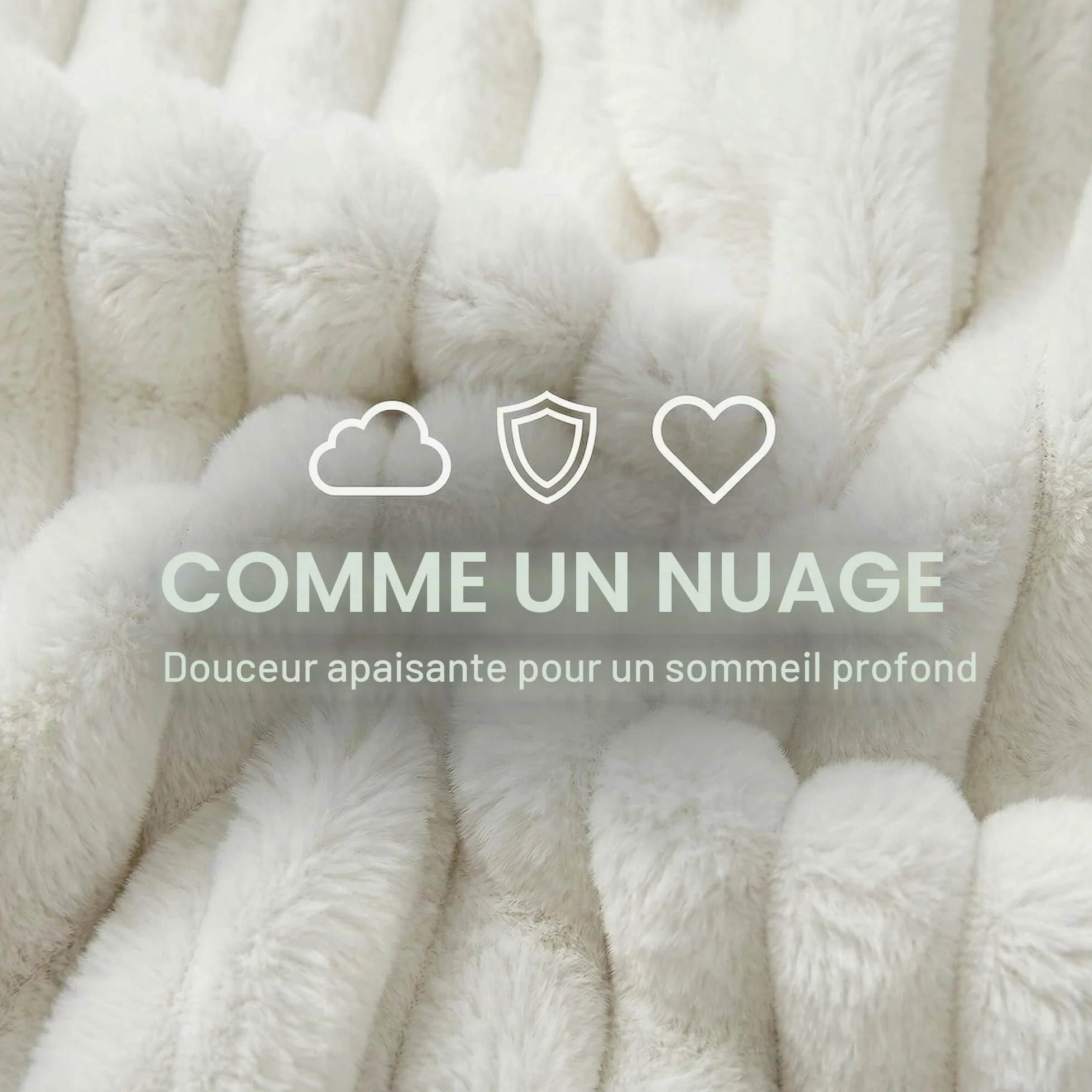 Panier pour Chien 63x53x18cm, Fausse Fourrure Lapin, Blanc | Pour petits et moyens chiens, motif ondulé, douce au toucher, housse déhoussable et lavable, confortable