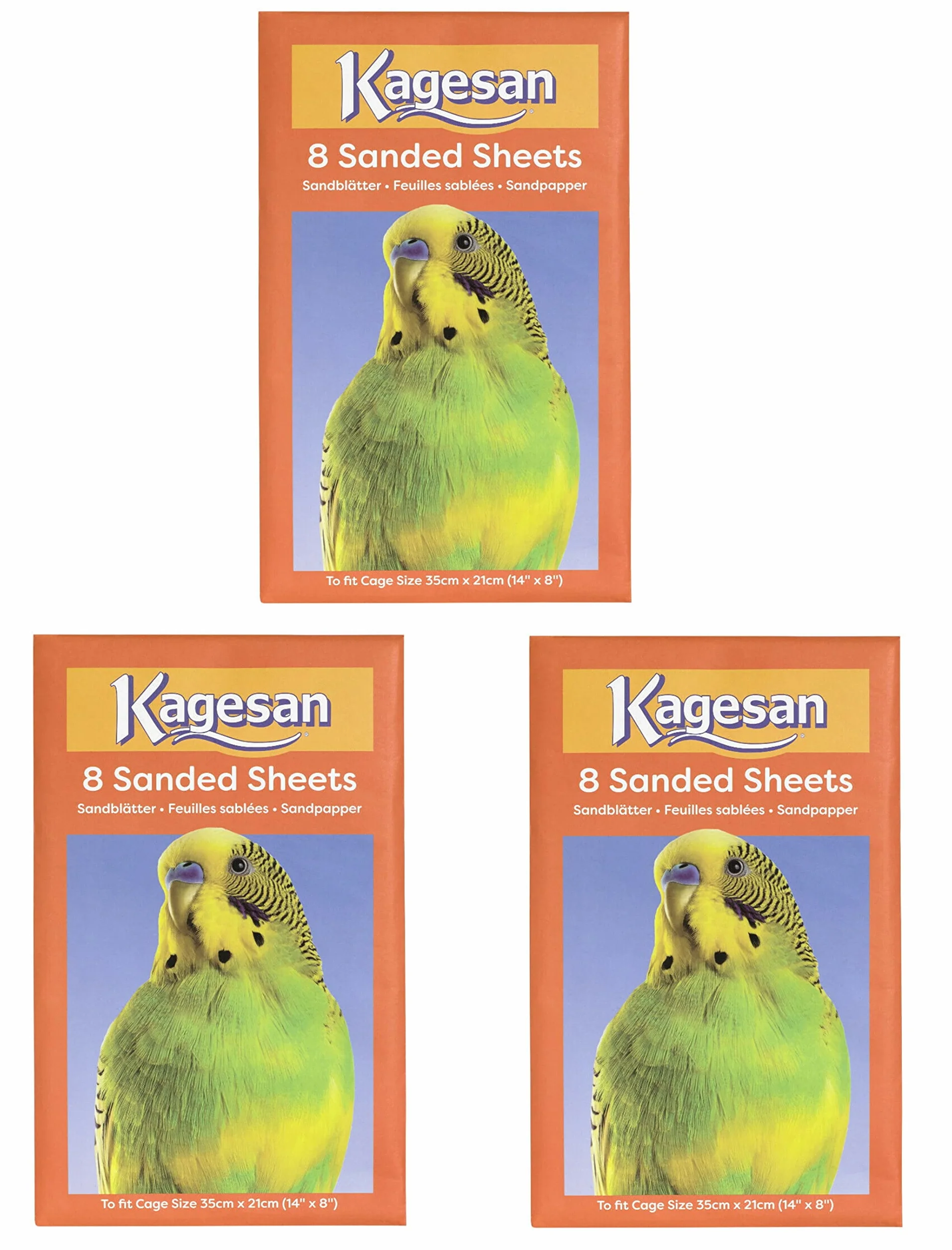 Kagesan Lot de 24 Feuilles Papier Sable pour Cage à Oiseaux 35 x 21 cm Orange