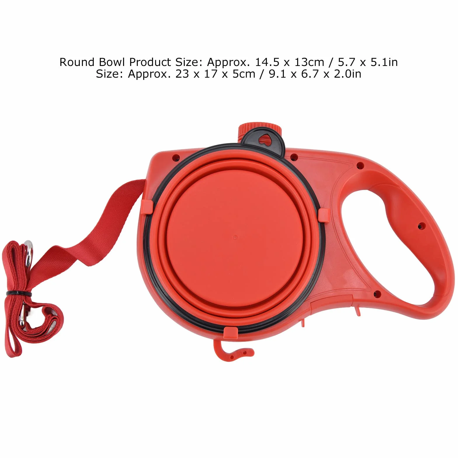Laisse pour Petit Chien avec Bol d'eau Pliable, Multifonction Portable Rouge 9,1 x 6,7 x 2,0 Pouces