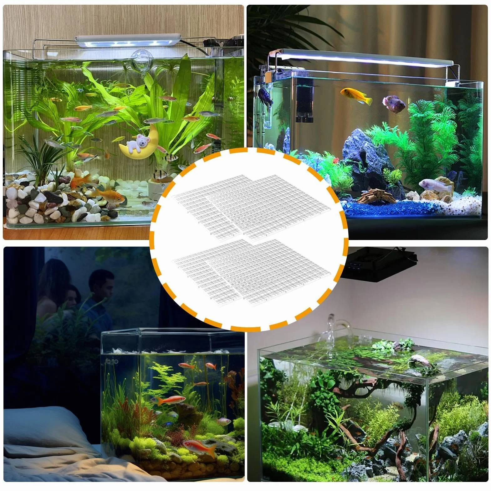 Couvercle d'aquarium 30 x 30 cm 4 panneaux de grille filtrante anti-saut pour terrarium tortue