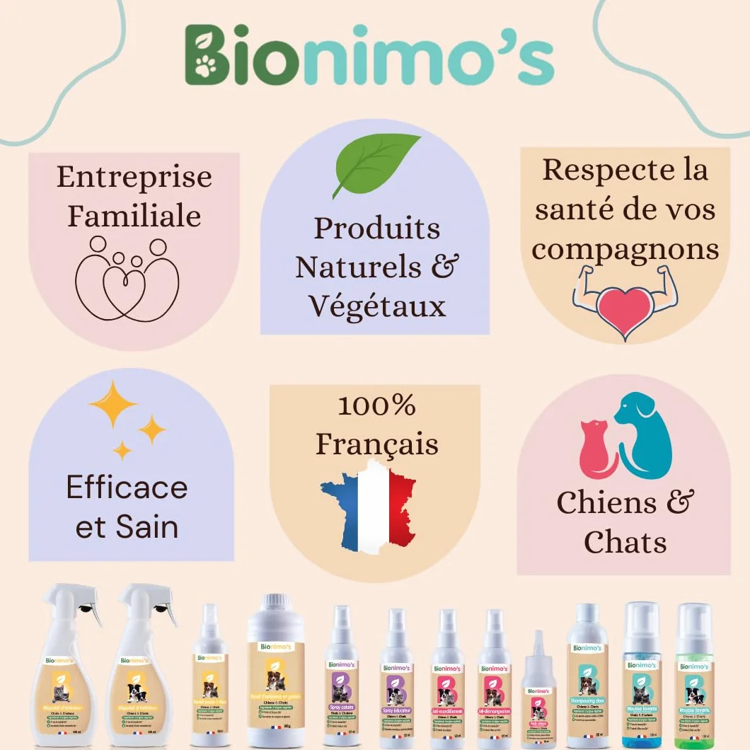 Shampoing à Sec sans rinçage Mousse lavante Naturelle Végétale Chats Chatons Peaux Sensibles Eau de Lavande Bio Aloe Vera Bio Français