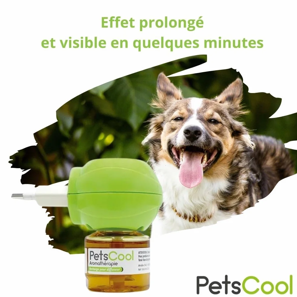 Anidev PetsCool Diffuseur Apaisant 40 ML Anti Stress Chien Chat NAC Huiles Essentielles Valériane Vétiver Sauge Basilic Diffusion Continue 8 Semaines