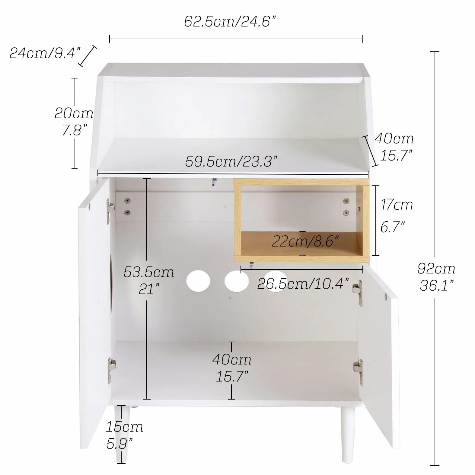 SDHYL Enceintes de bac à Litière Chat Meuble Cachée Armoire de Rangement Salon pour Chat 63 x 42.5 x 92cm Maison pour Chats d'intérieur avec 2 Trous, Ouvert en Haut