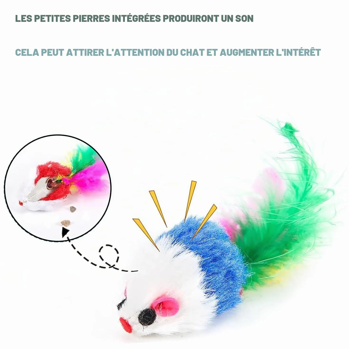 Chat Souris Jouet Chat Interieur avec Hochet Sons 10 Pièces