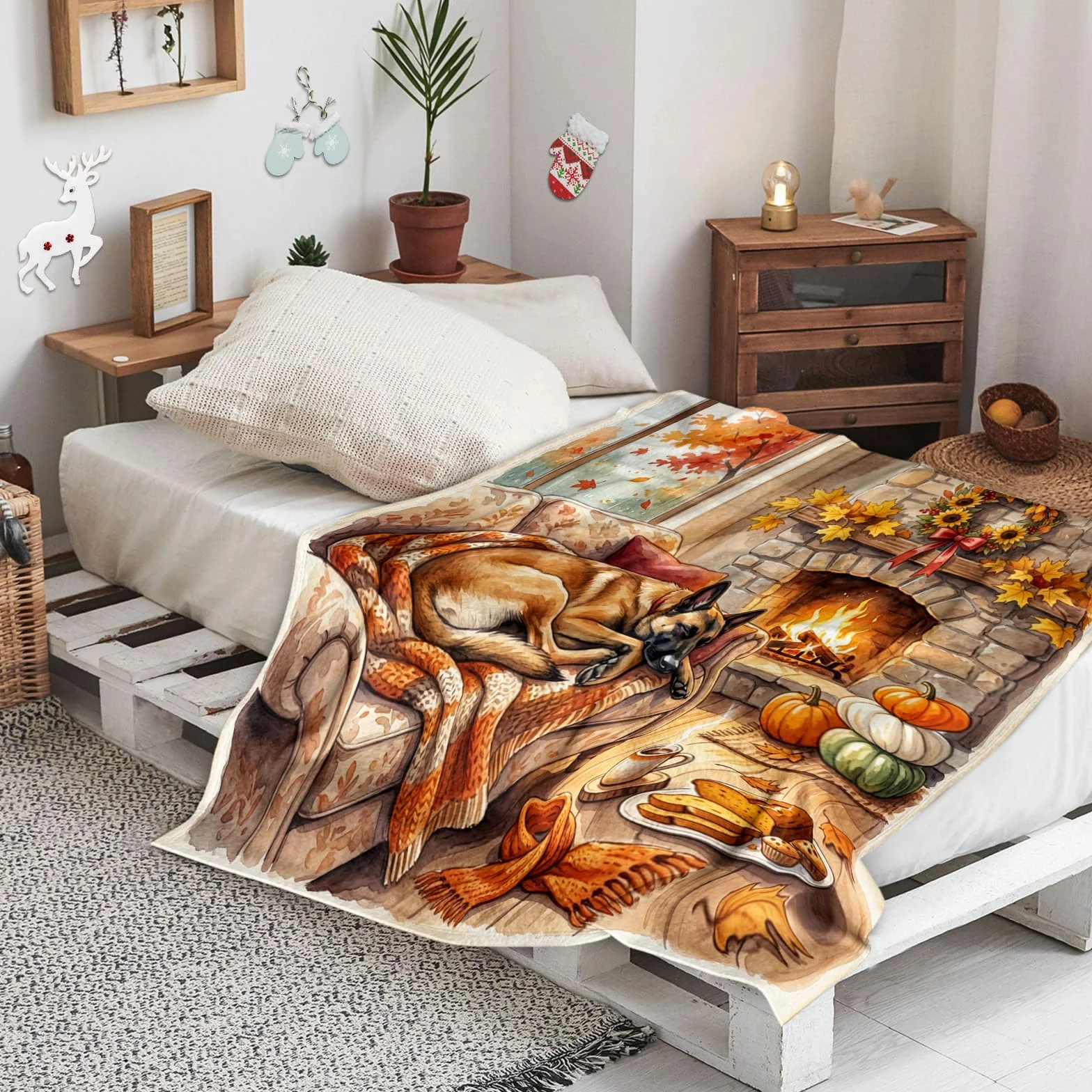 Couverture chien malinois belge 127 x 152,4 cm douce confortable canapé salon