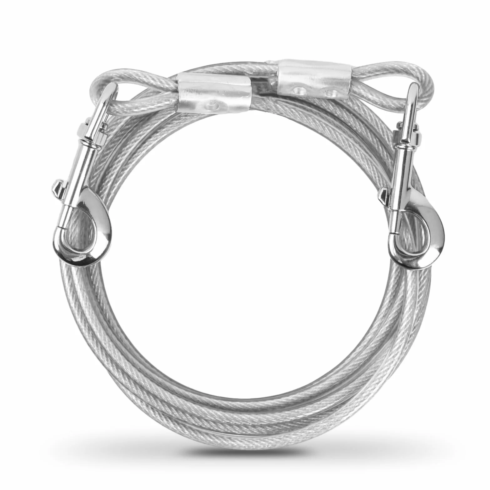 Câble d'attache Chien 3 m Métal avec Crochet Pivotant Revêtement PVC Anti-Morsure Chaîne de Sécurité jusqu'à 250 kg Blanc