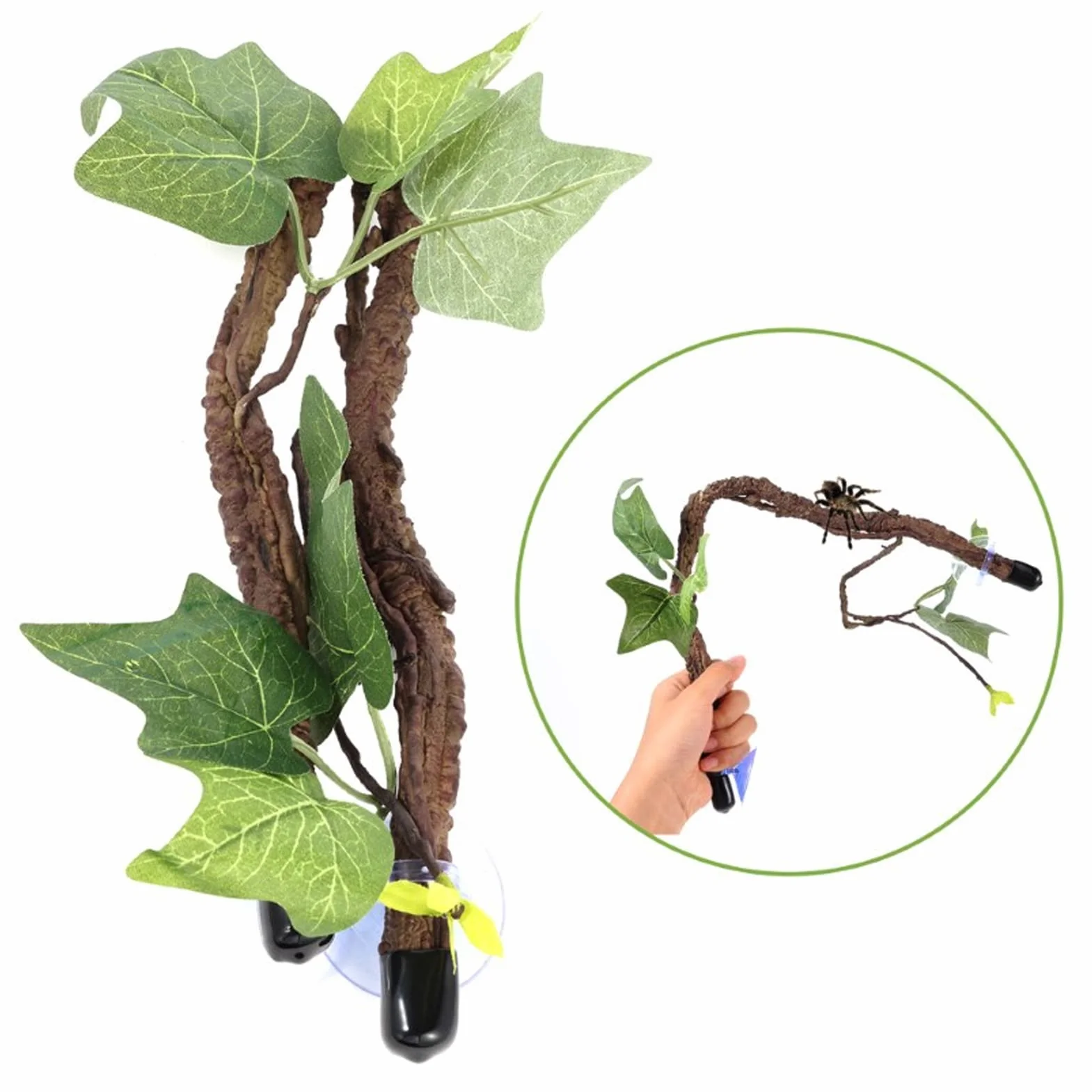 Branches de Reptiles, Vignes de Reptiles avec Ventouses, Branche d'angle de Reptile, Décoration de Plantes de Terrarium, Plantes de Reptiles pour Amphibiens, Lézards, Serpent,