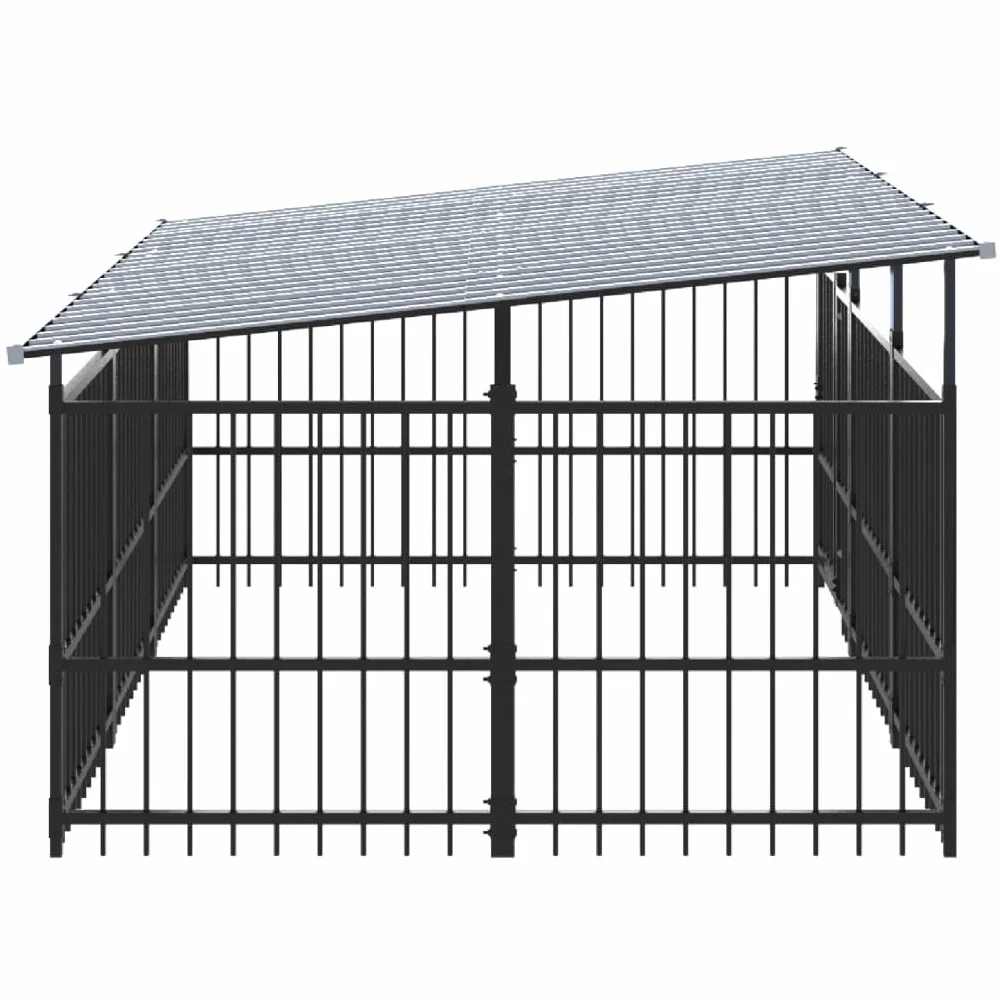 Chenil d'Extérieur avec Toit pour Chiens Acier 5,63 m² Cage Enclos vidaXL