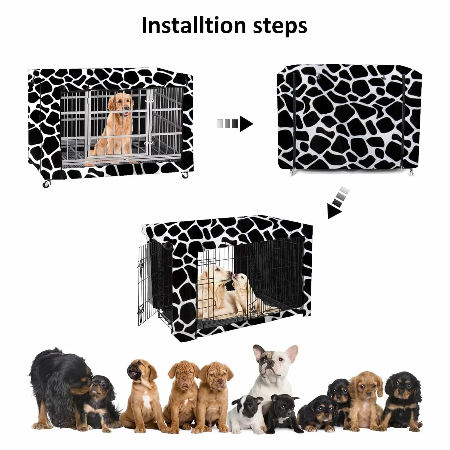 Housse de cage pour chien double porte durable coupe-vent