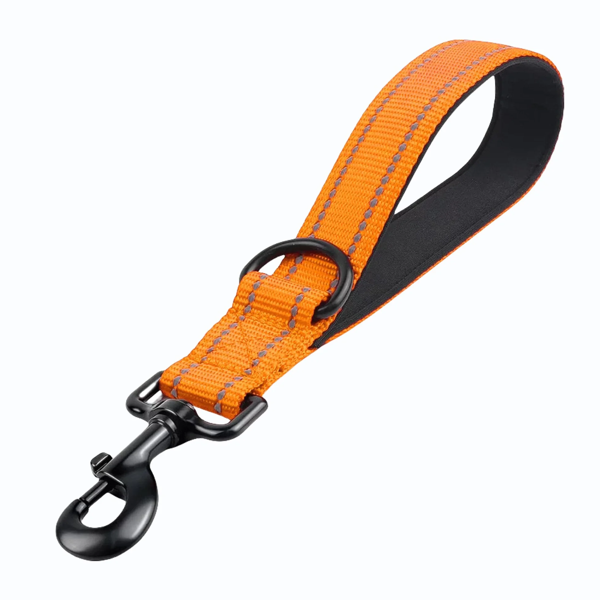 Laisse pour Chien 30 cm Nylon réfléchissante Clip métal Rembourrage Doux Orange Taille S