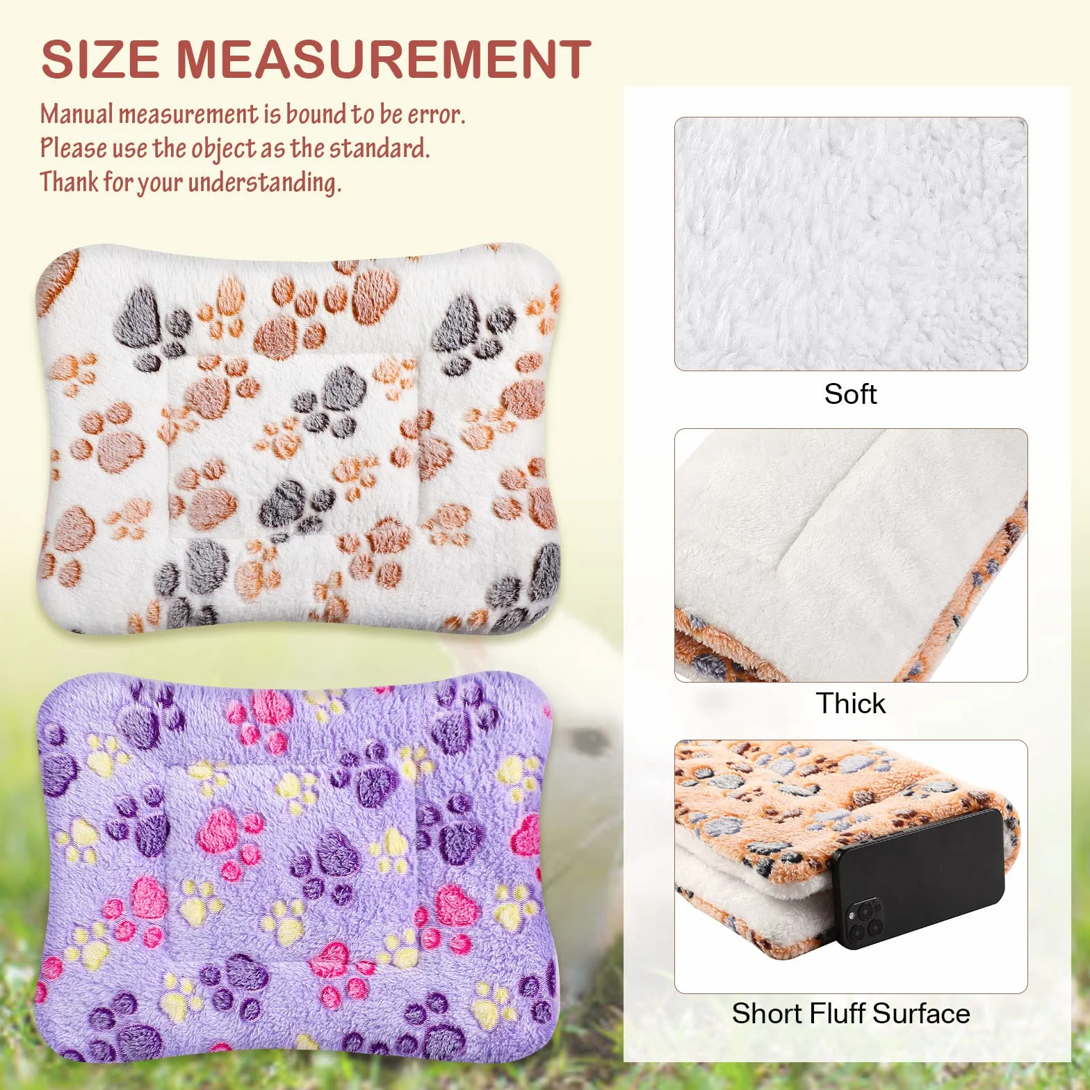 Hestya 4 Tapis de Lit pour Chien Ultra Doux avec Imprimés Mignons Coussins de Cage Réversibles Lavables Épais Matelas en Polaire pour Petits Animaux Chat Cochon d'Inde (32 x 25 cm)