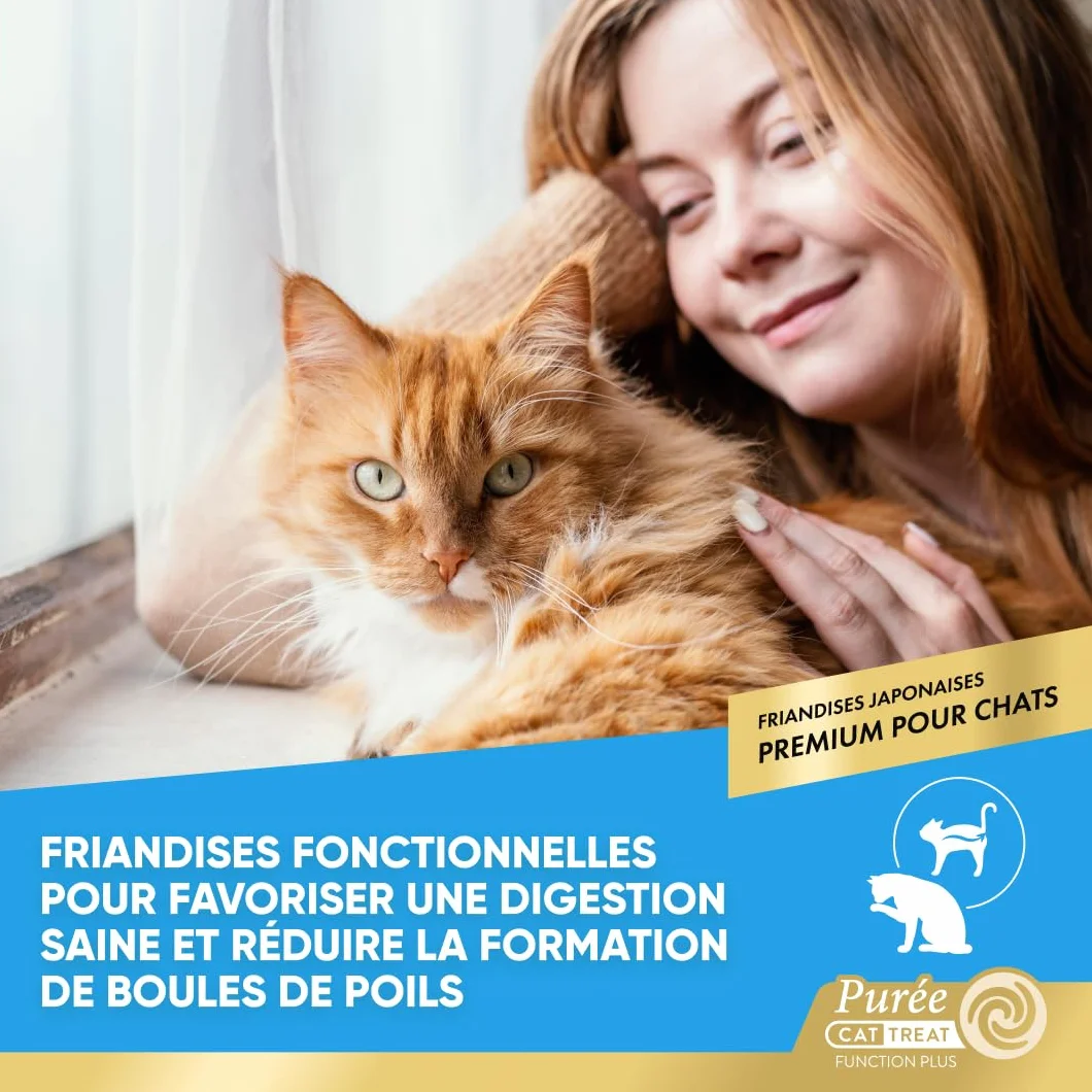 INABA Churu Hairball Control Friandises Crémeuses pour Chats Anti-Boules de Poils Thon Poulet Saumon 40 Sticks x 14g