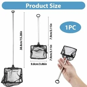 Épuisette Aquarium Télescopique 10cm Filet 16-40cm Poignée Extensible Maille pour Bassins Réservoir Poissons