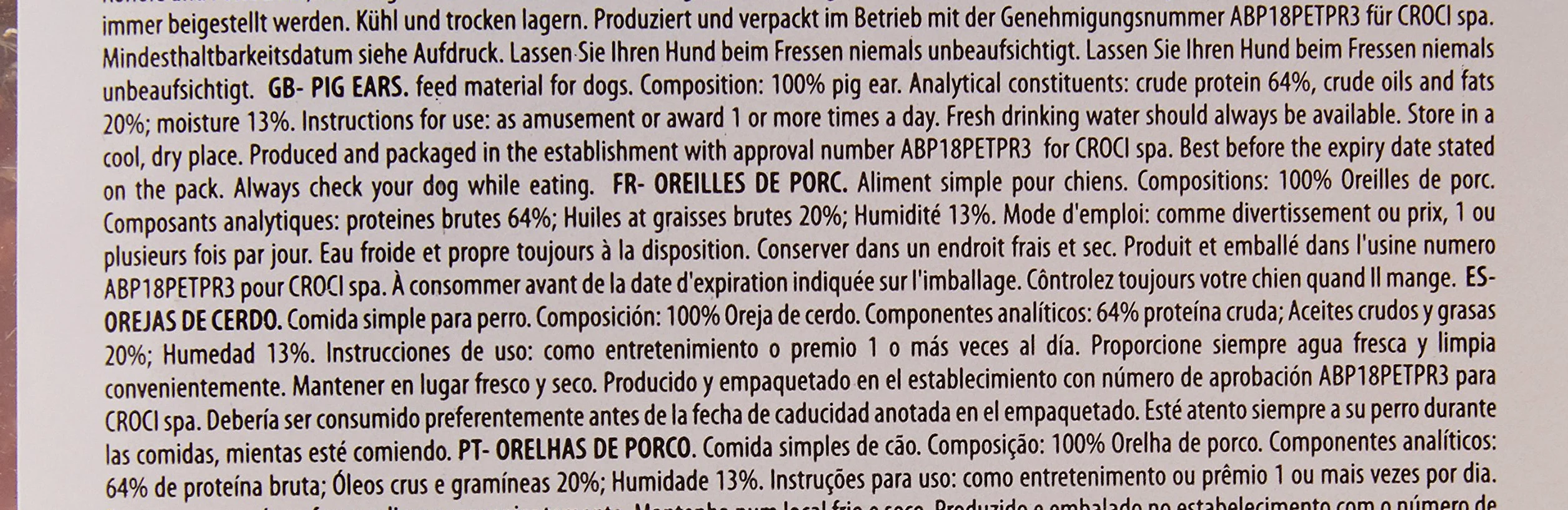 CROCI King Snack Oreilles de Porc pour Chien Taille XXL 2 Pièces