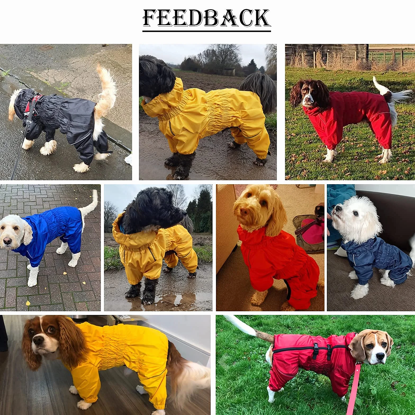 MOREZI Imperméable pour Chien à col Montant,Coupe-Vent et imperméable,avec Fermeture éclair imperméable et Poignets élastiques,Convient à Tous Les Types de Chiens-Jaune-L