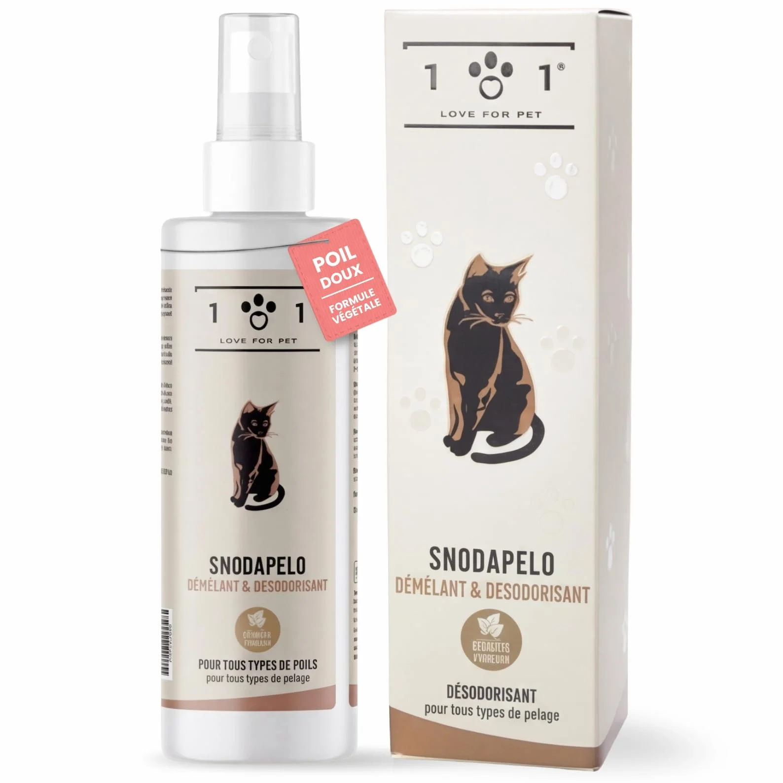 Linea 101 Démêlant Chat Poils Longs 250 ML Spray Soin Vegan sans Rinçage
