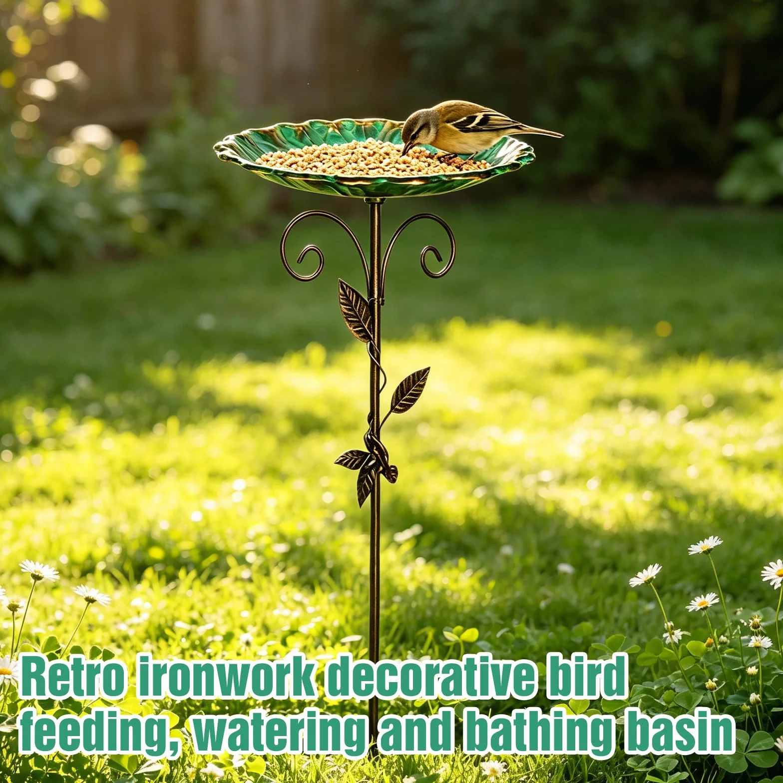 Bain d'oiseaux pour Extérieur 25,5CM avec Base Stable à 4 Branches