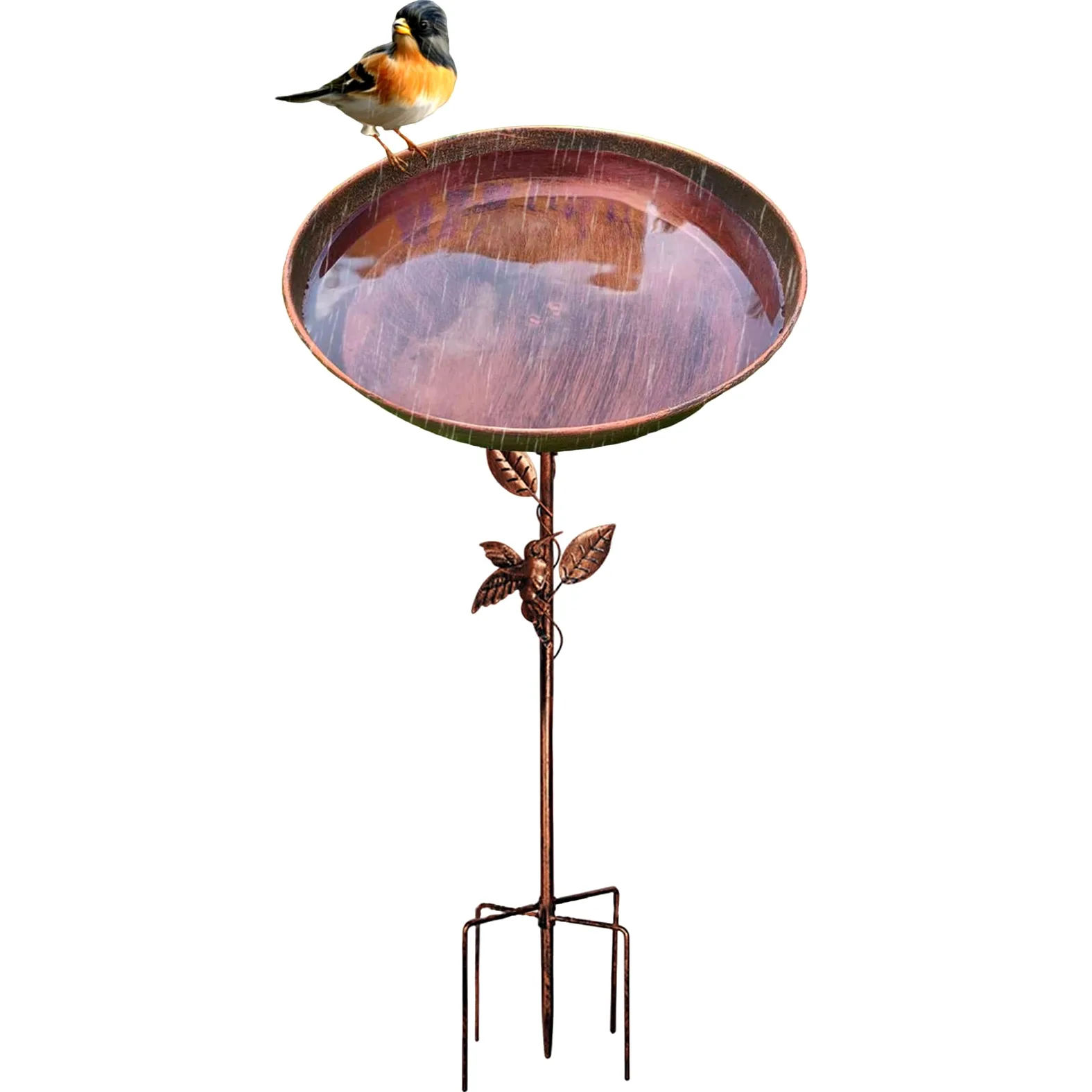 Bains d'oiseaux pour l'extérieur Cuvette À Eau en Métal Antirouille | Bain À Oiseaux Pour Patio Pour le Patio la Cour le Balcon le Jardin la Pelouse la Décoration l'Eau le Colibri l'Étang la