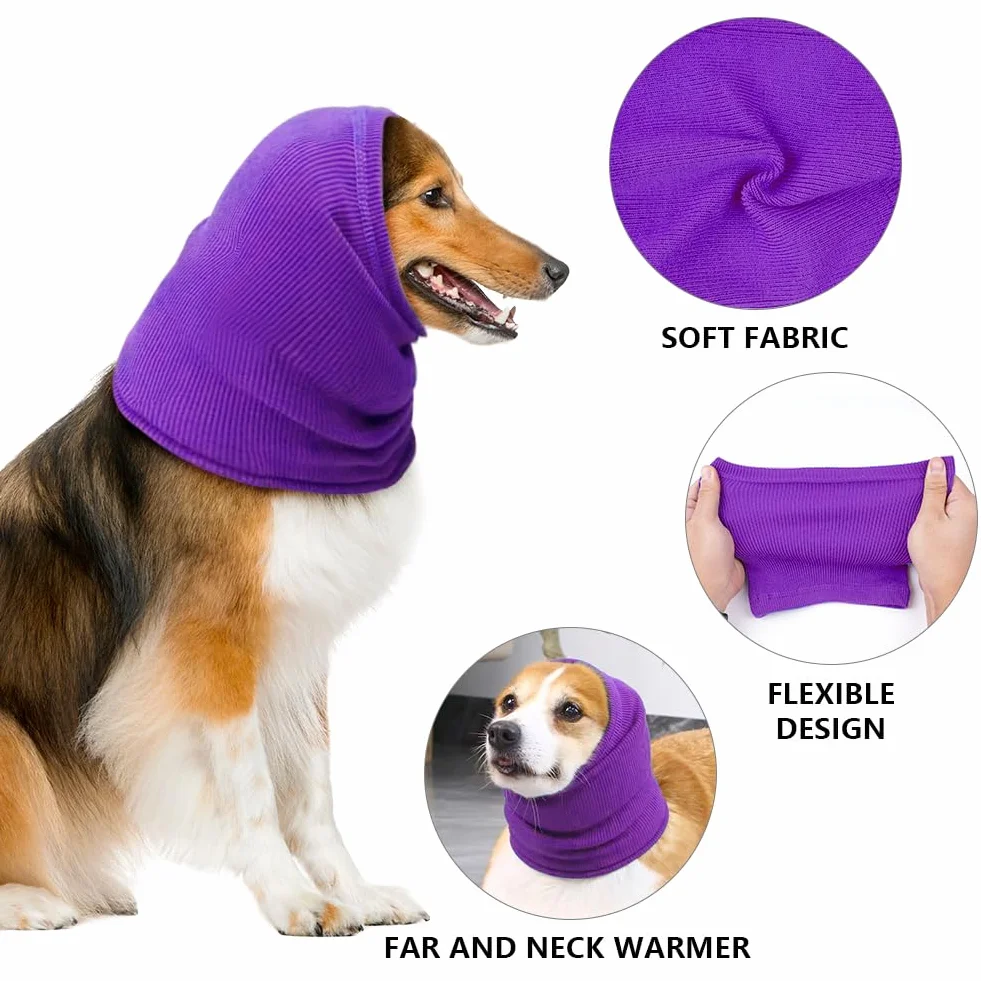 Cache-Oreilles Aomig pour Chiens - Snood Chaud Protection Oreilles Été/Hiver Violet