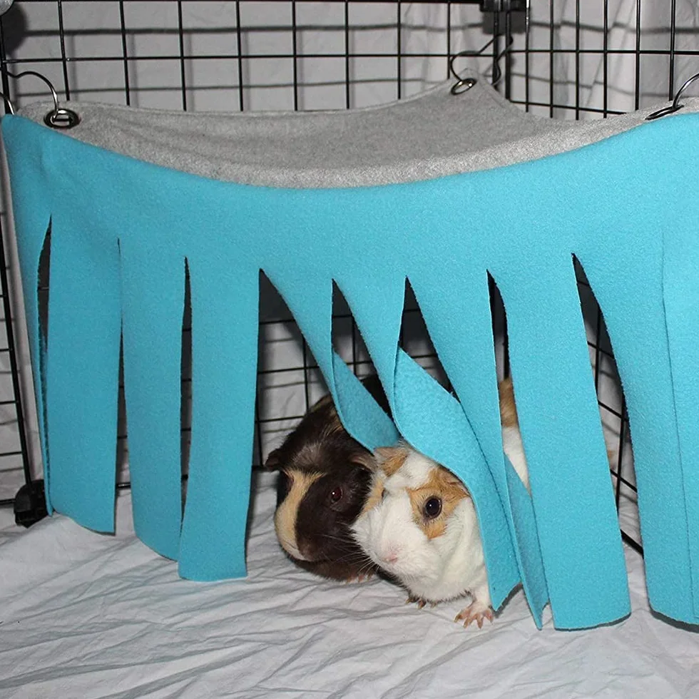 ASOCEA Petit Animal Hamster Tente Hamac Pet Cachette Cage Accessoires Nid Lit pour Cochon d'Inde Chinchilla Hérisson Rat Écureuil Furet Nain Lapin (Bleu)