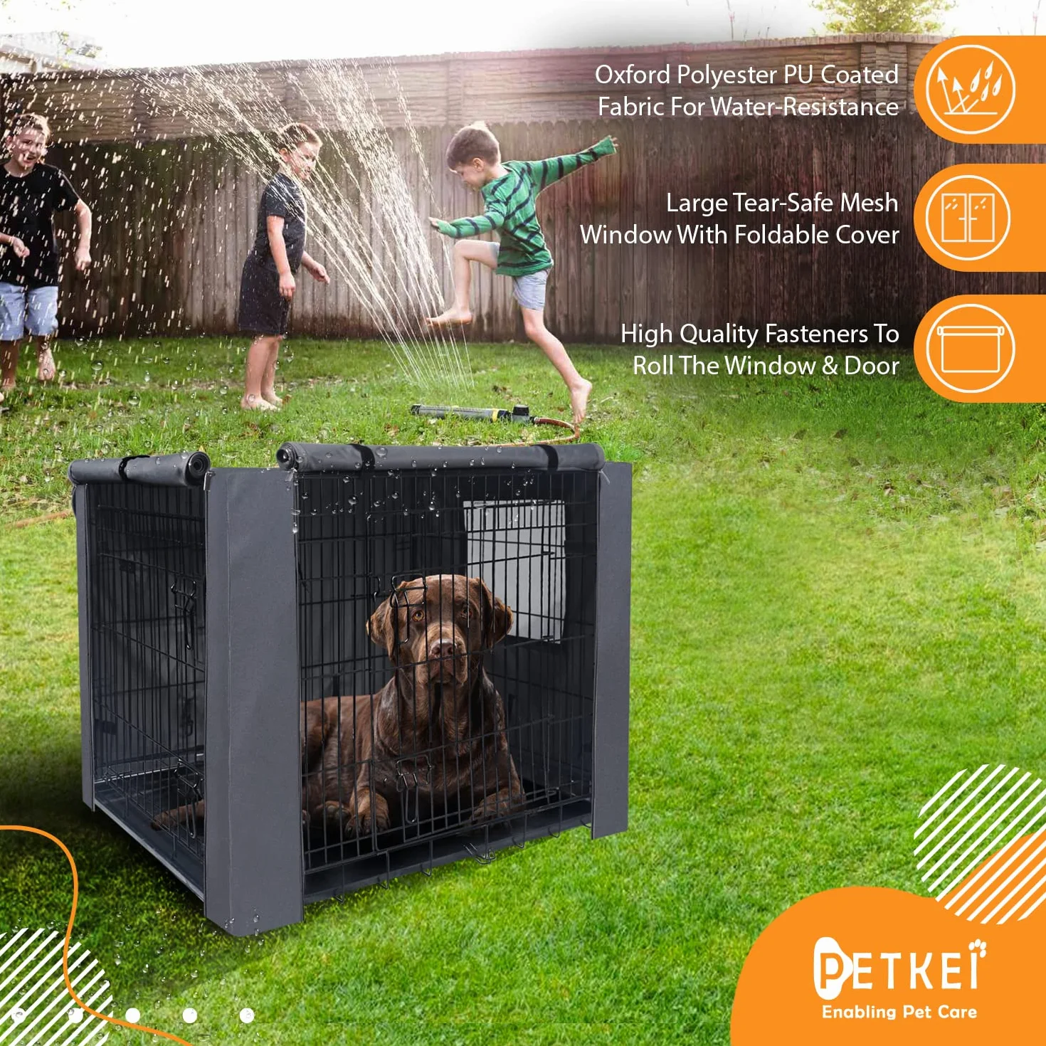 Grande housse de cage pour chien en polyester durable avec revêtement polyuréthane pour cage 1 et 2 portes