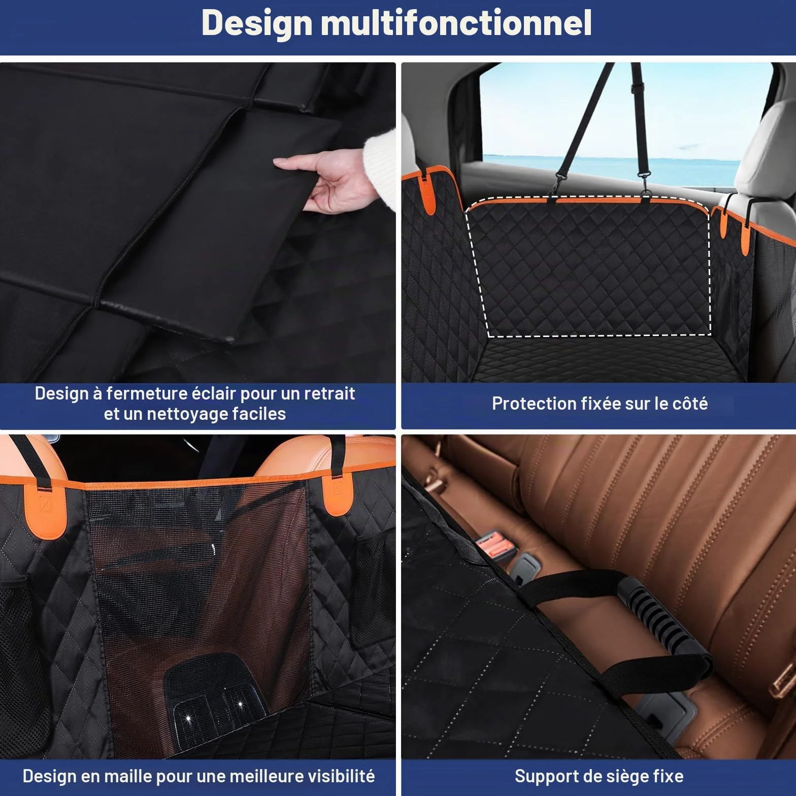 JOEJOY Housse Protection Voiture Chien Imperméable Résistant Aux Rayures Fond Rigide Noir