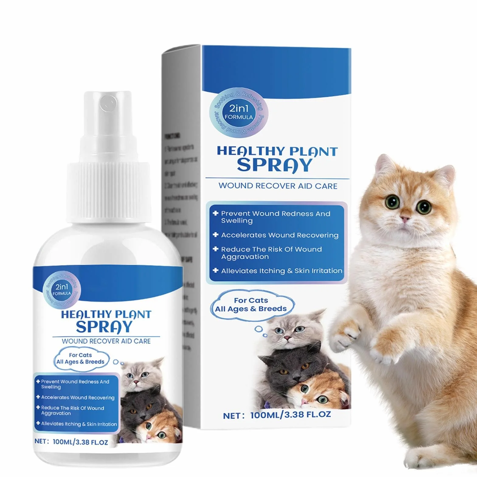 Spray anti-démangeaisons pour chat 100 ml Guérisseur naturel des plaies de chat soulagement des points chauds