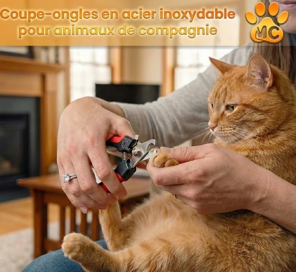 Coupe-Griffes Chien Chat Lapin Silencieux avec Lime à Ongles Incluse - Acier Inoxydable Antirouille