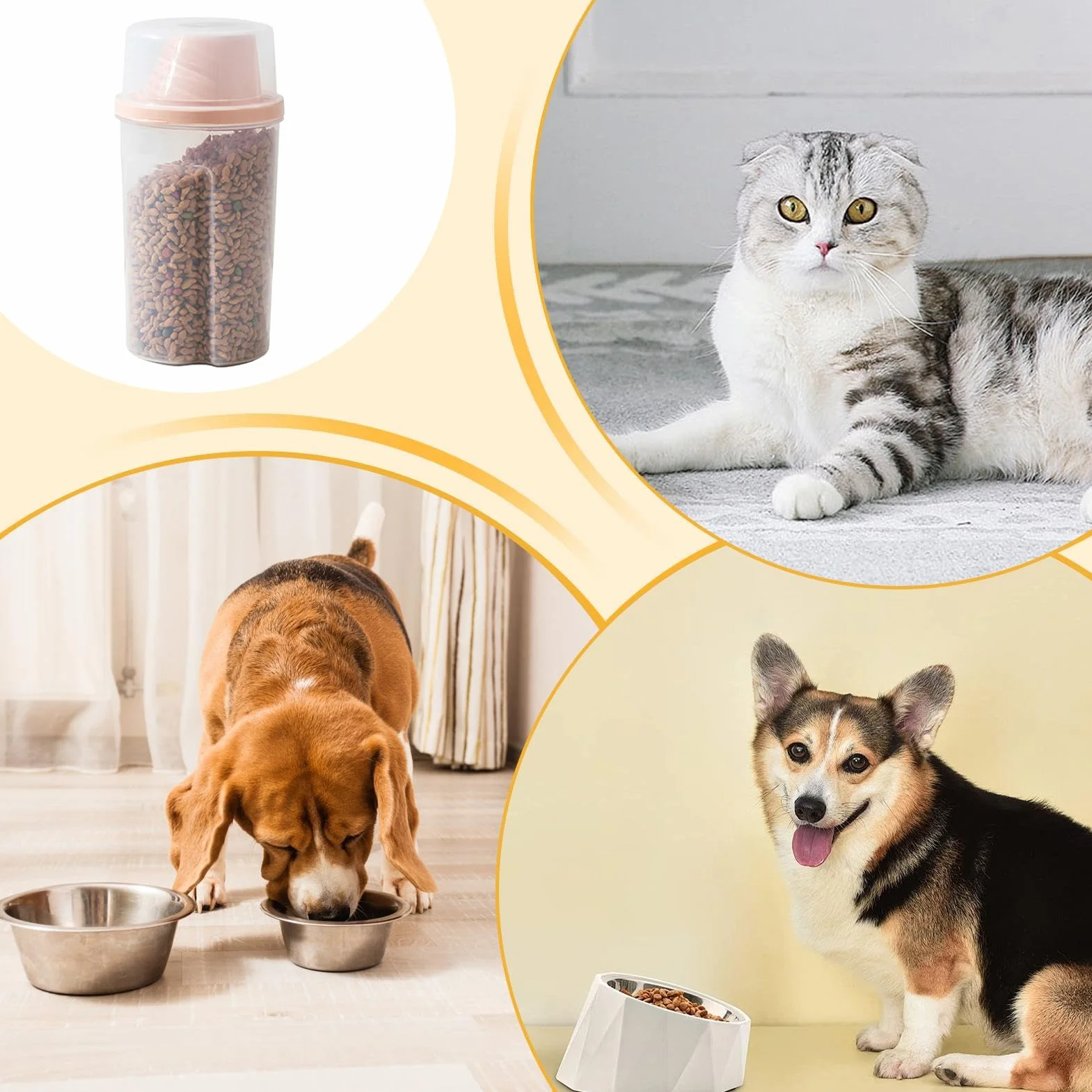Distributeur De Nourriture Pour Chien – Grande Mangeoire Transparente, Stockage D'alimentation Pour Animaux De Compagnie, Support De Croquettes Sèches, Fourniture De Repas De Voyage, Conception De Pot