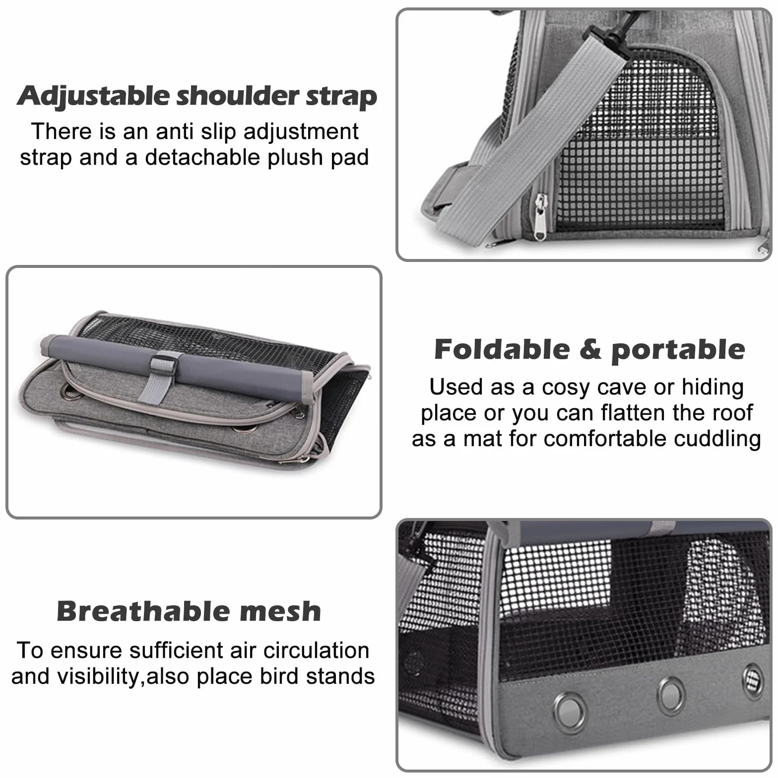 Sac De Transport pour Petits Animaux 35x25x23 cm Gris