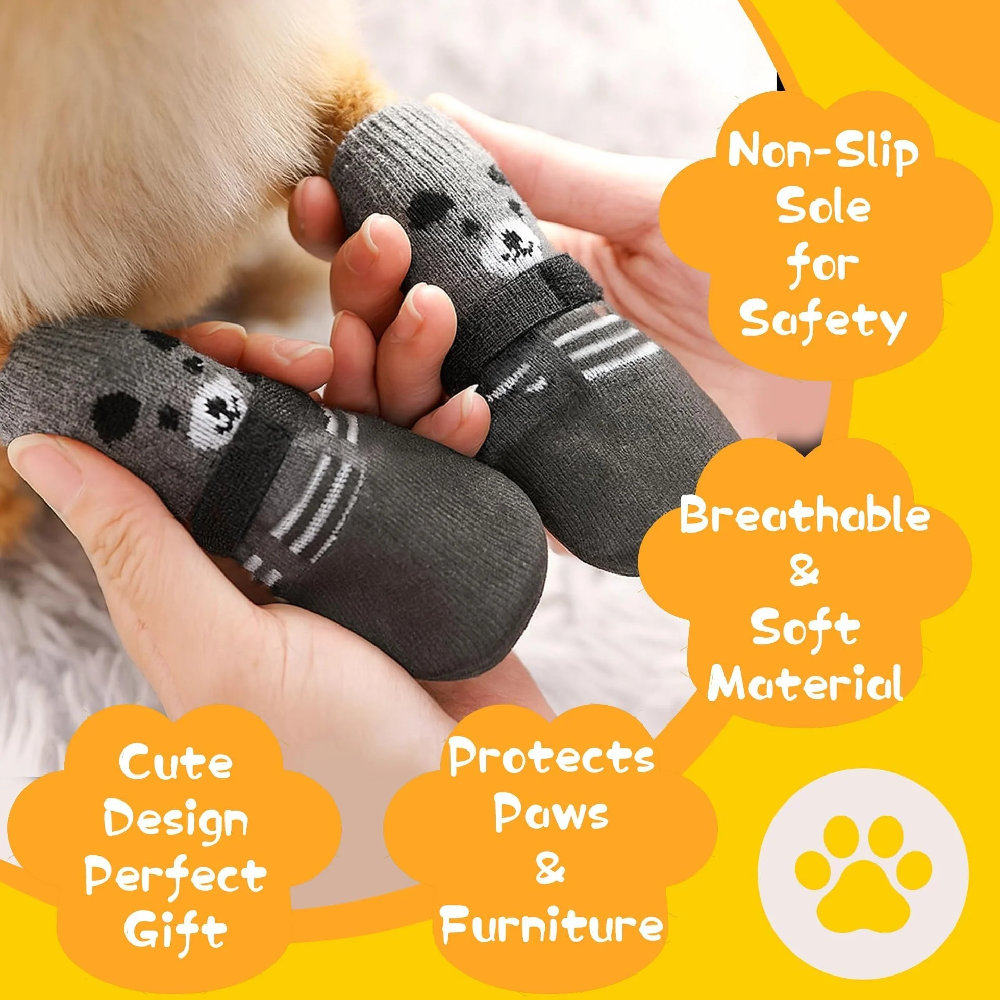 Chaussettes Antidérapantes pour Chien Taille S Protection Pattes Intérieur Réglables Respirantes