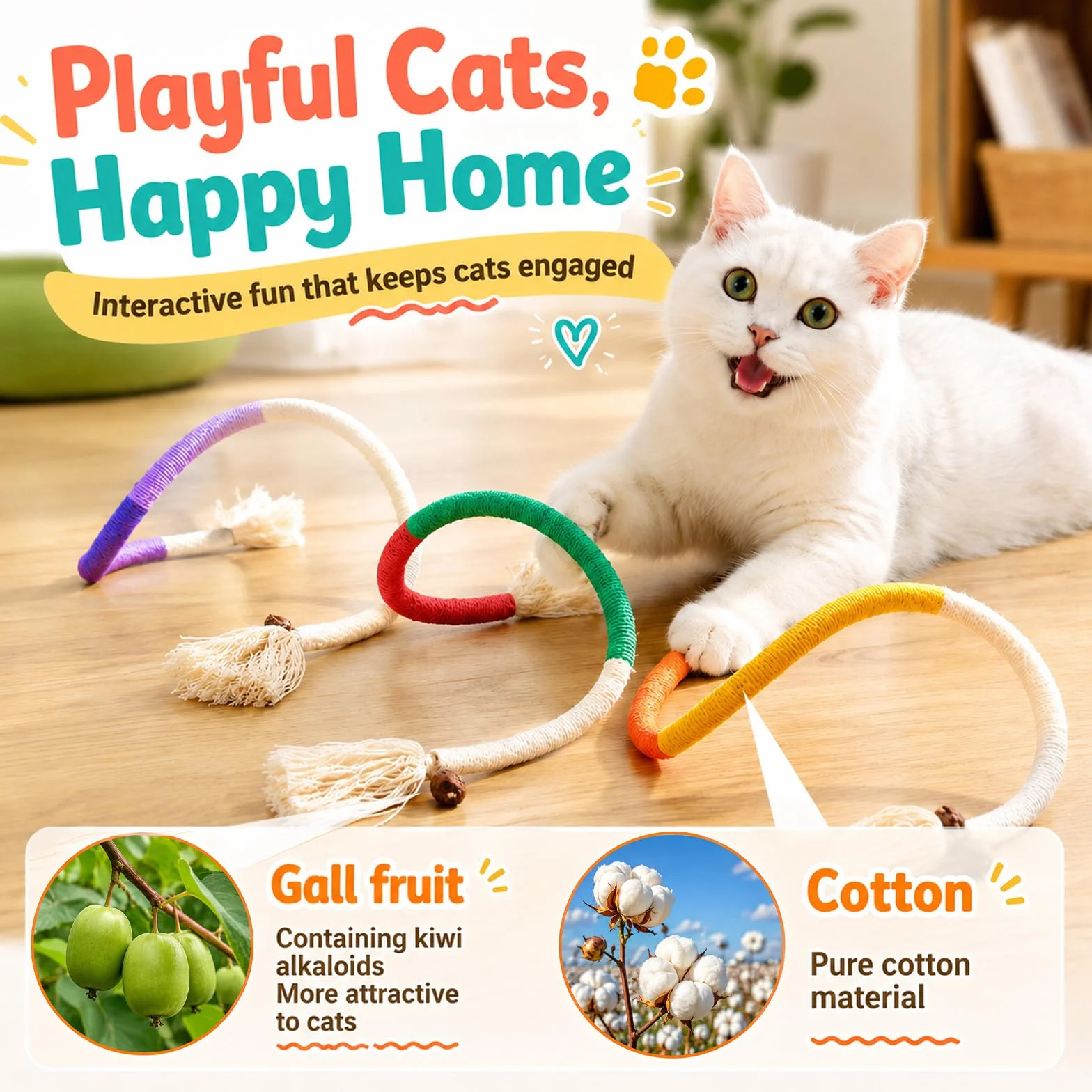 Jouet Chat Corde Herbe à Chat Dentition Chaton Macher Grincer Dents Intérieur Nettoyer
