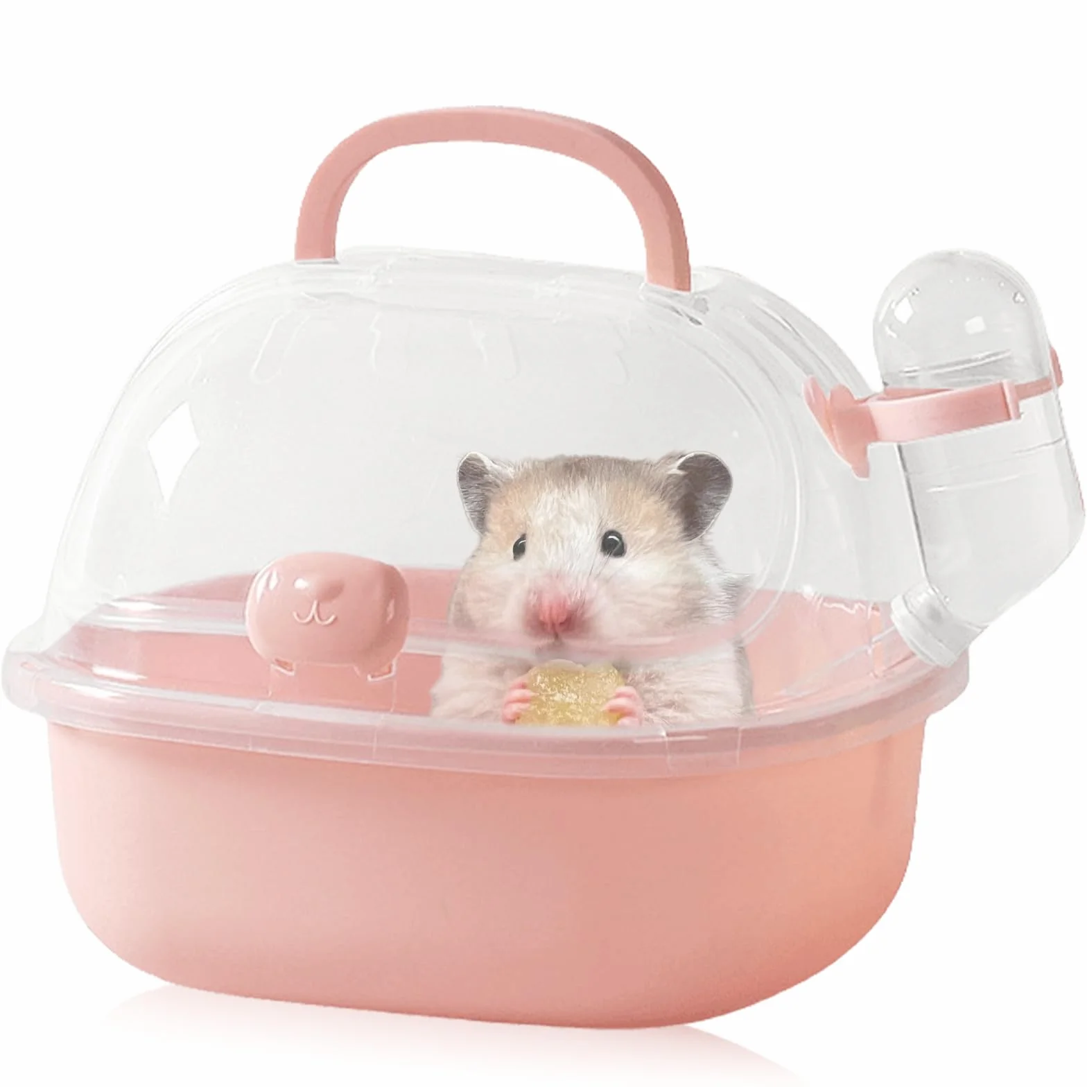 Boîte de transport pour hamster avec bouteille d'eau 20x18x19 cm rose