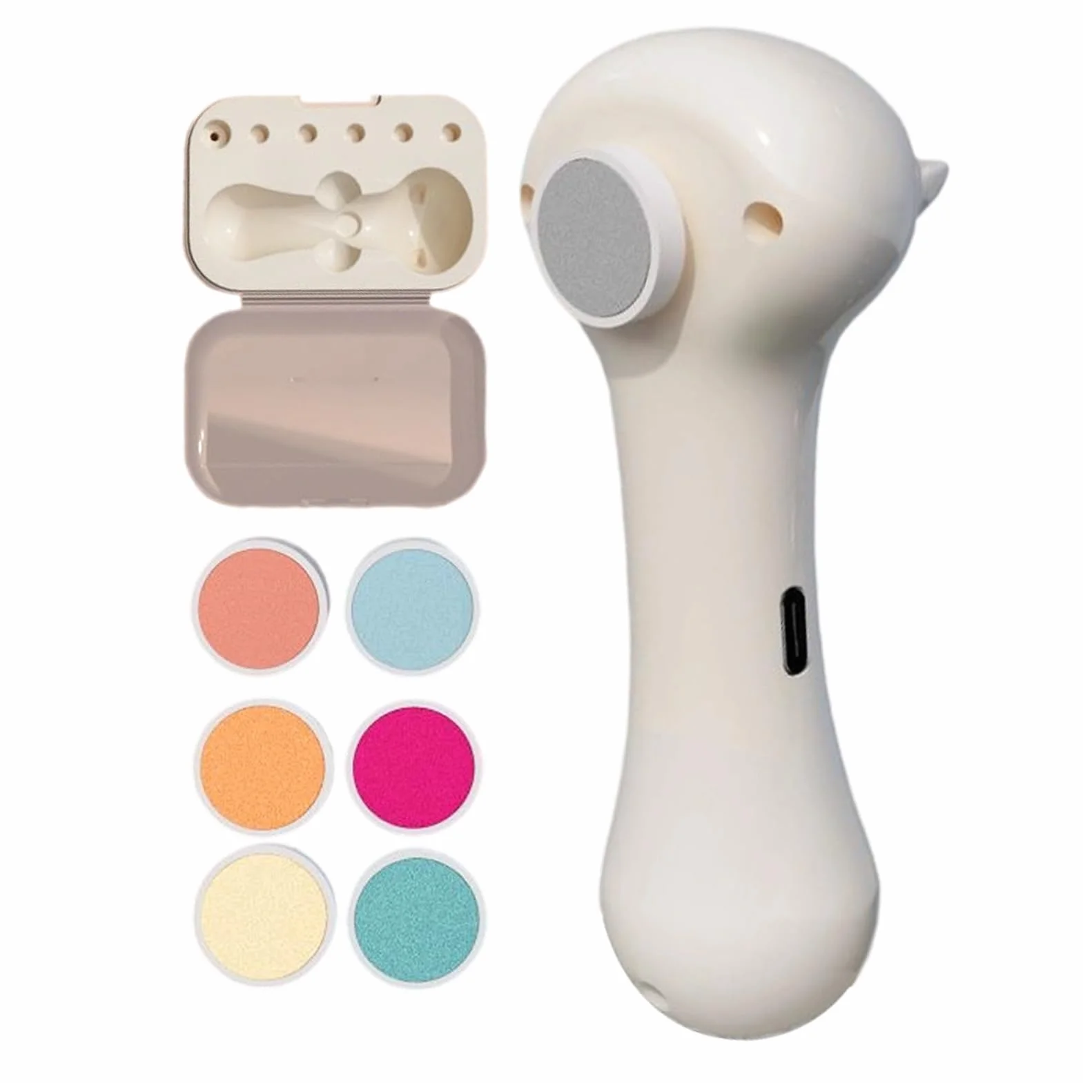 Pet Nail Grinder 10.8x4.2x3cm ABS PC Claw Cutter 6 Replacement Heads Type-C Charging for Dog Cat