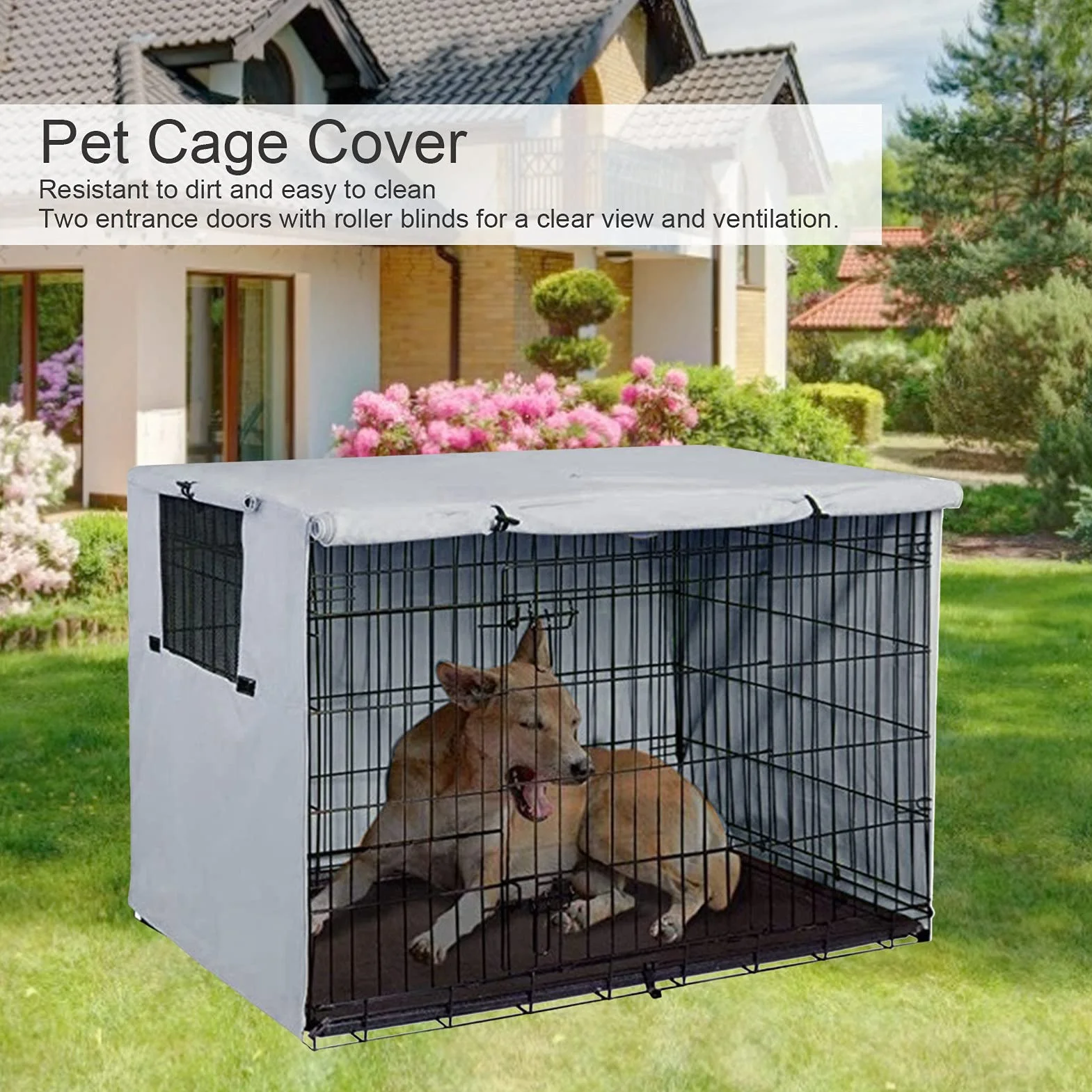 TOPINCN Housse de cage en tissu Oxford pour chien 109 x 76 x 74 cm gris